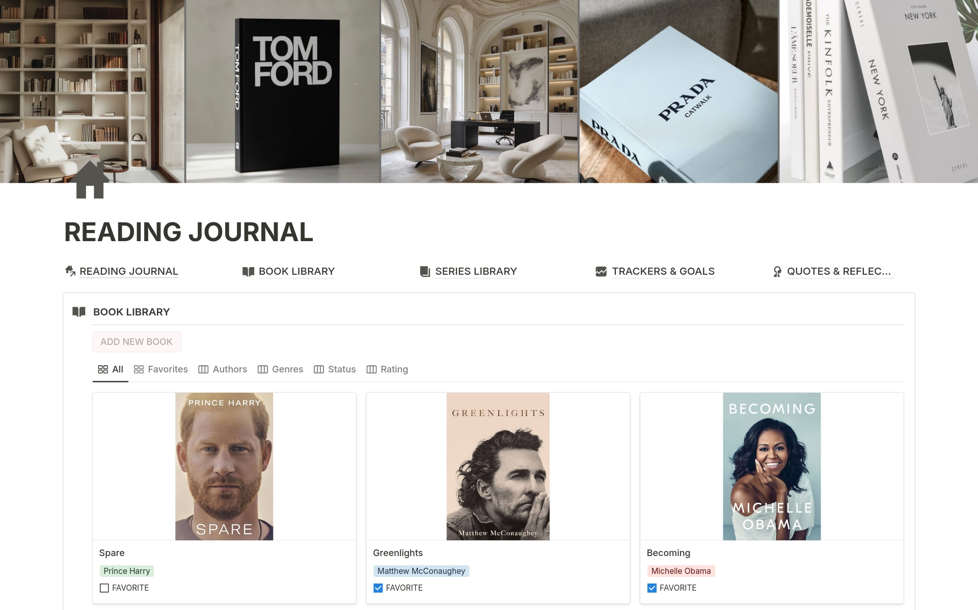 A template preview for Reading Journal, Tracker, Book Review, Bookshelf