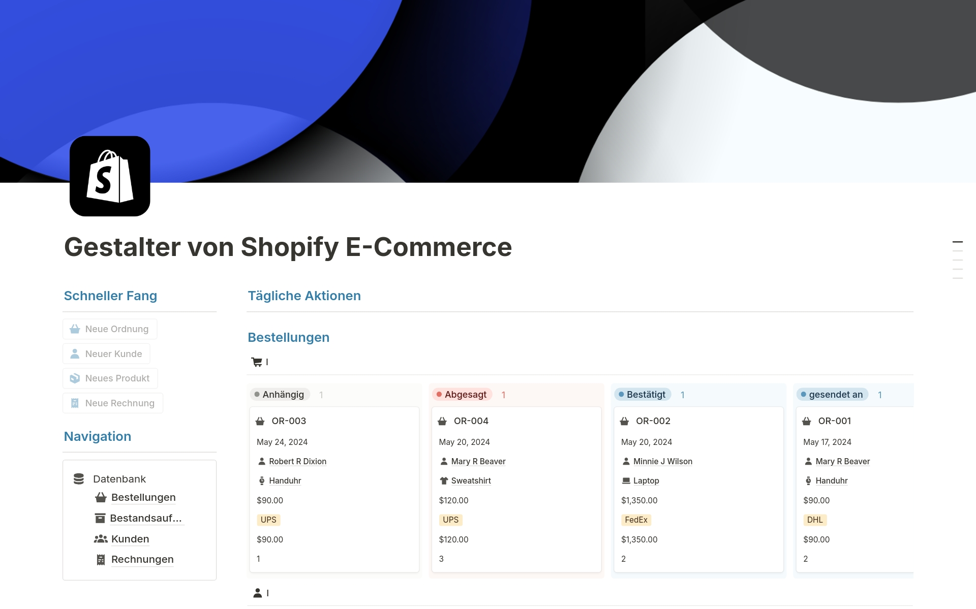 Uma prévia do modelo para Gestalter von Shopify E-Commerce
