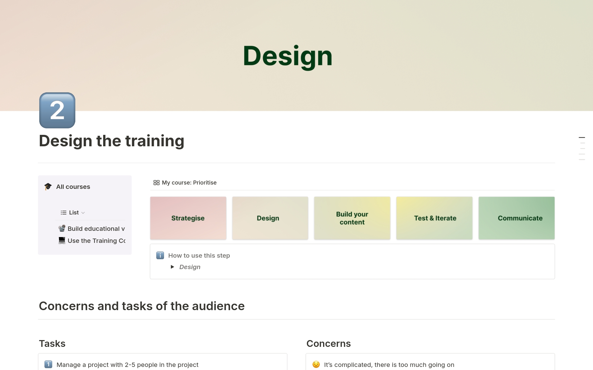 A template preview for Training Course Creator