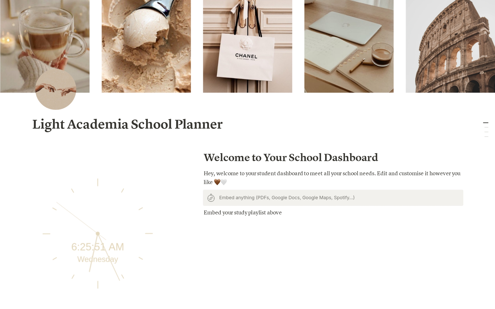 A template preview for Light Academia School Planner