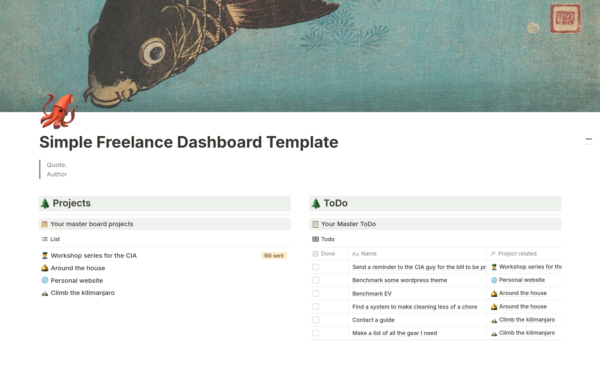 Simple Freelance Dashboard Template Notion Marketplace