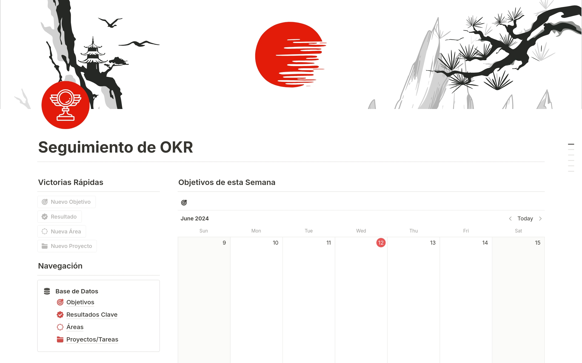 En forhåndsvisning av mal for Seguimiento de OKR