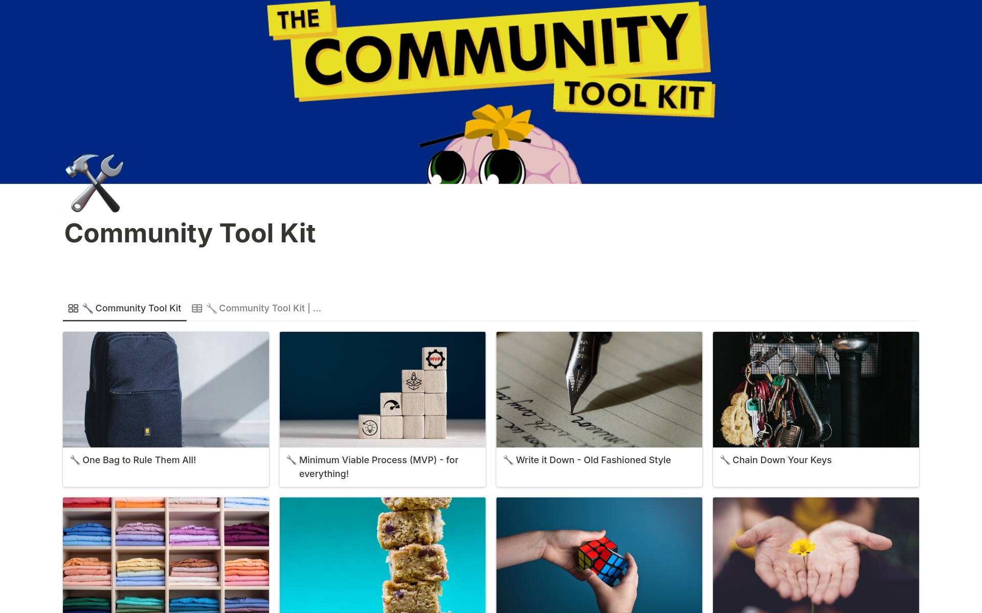 En forhåndsvisning av mal for Community Tool Kit Add-on