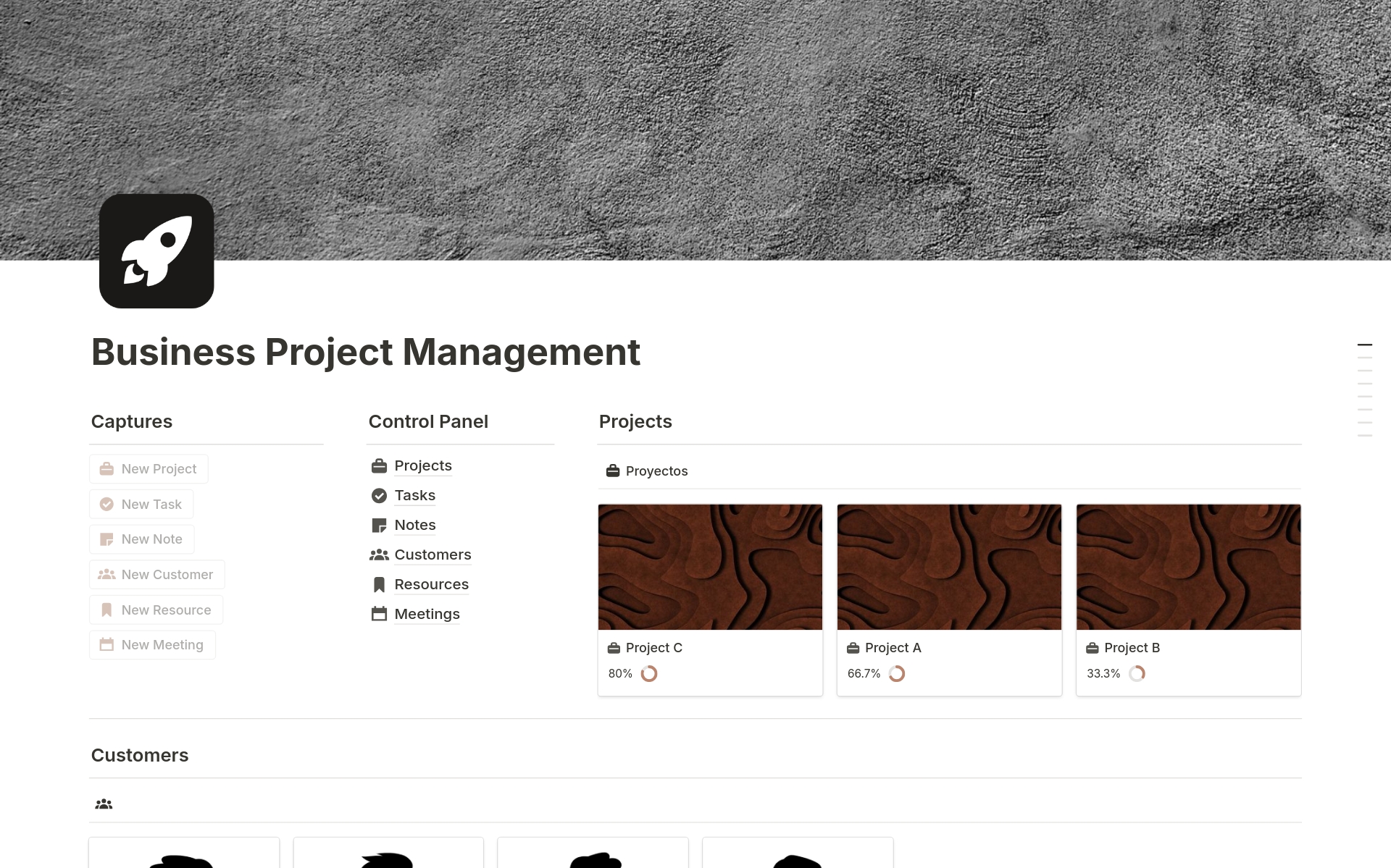 A template preview for Business Project Management 