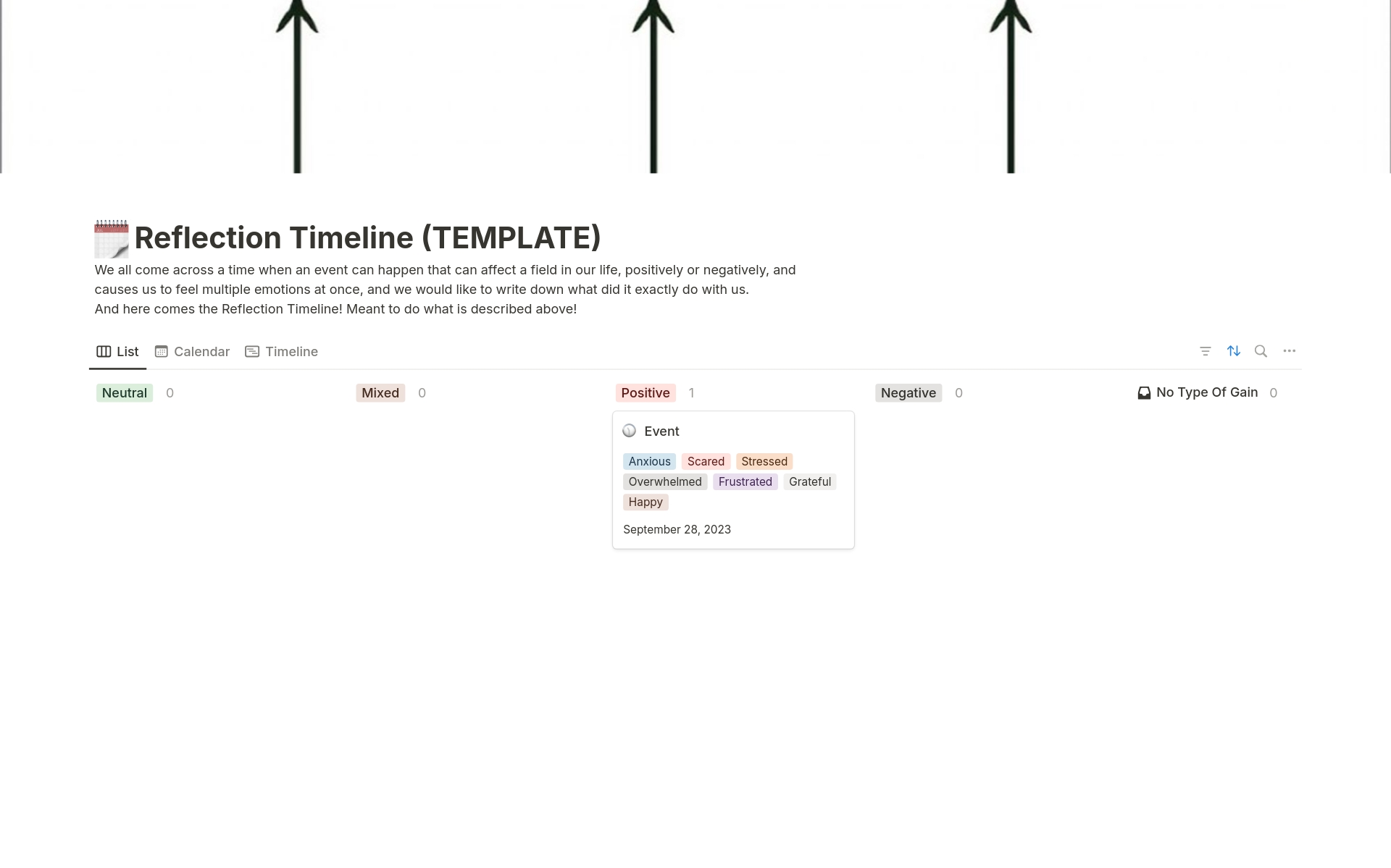 A template preview for Reflection Timeline