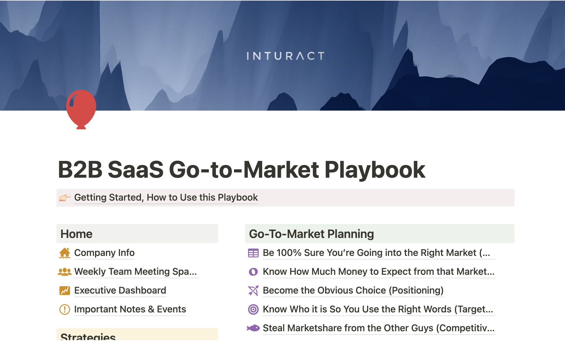 En förhandsgranskning av mallen för B2B SaaS Go-to-Market Playbook