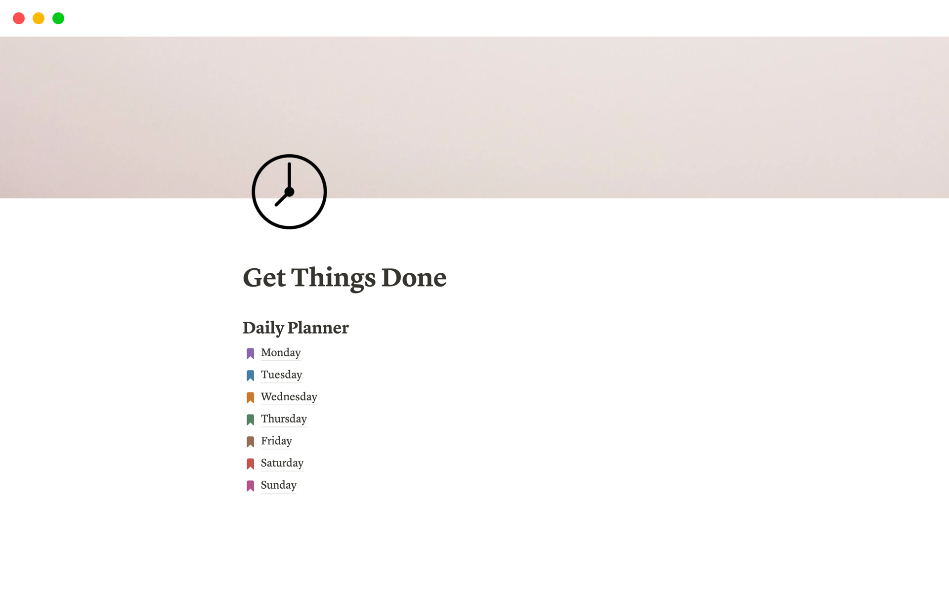 A template preview for Get Things Done