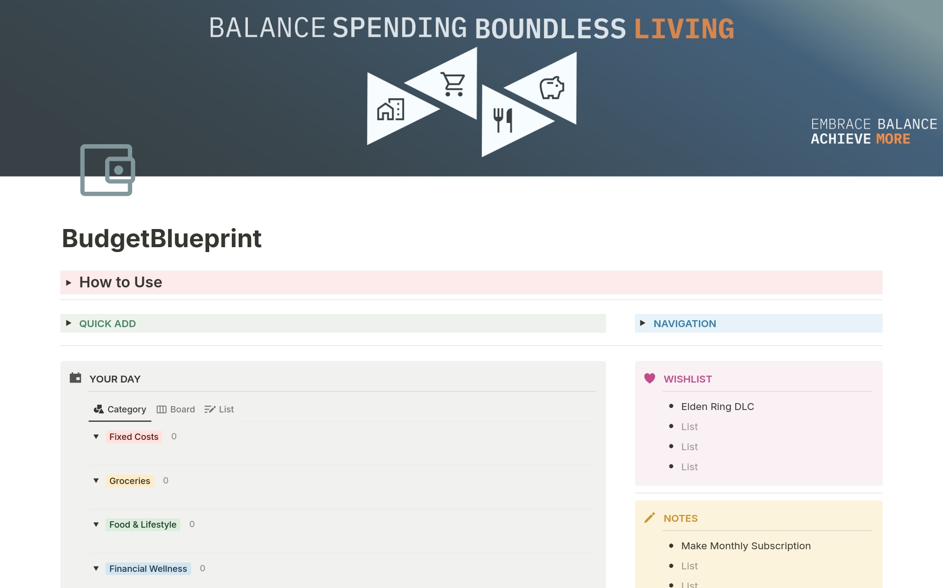 Discover BudgetBlueprint: Revolutionize your budgeting with our new Notion template! Inspired by Kakeibo principles, achieve balance in spending and unlock boundless living. Perfect for anyone ready to take control of their finances. Get started today and transform how you manage