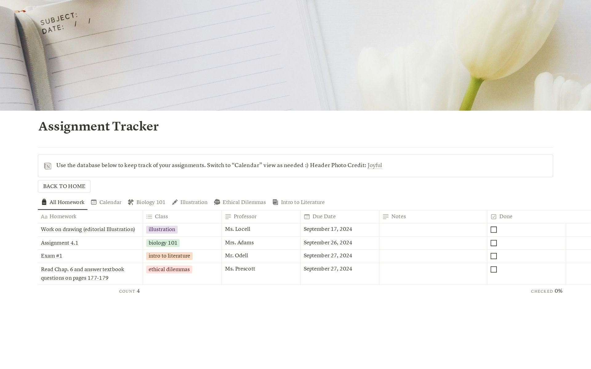 This student dashboard is designed for college students to track their assignments, manage their habits, and organize their life goals, tasks, and projects.