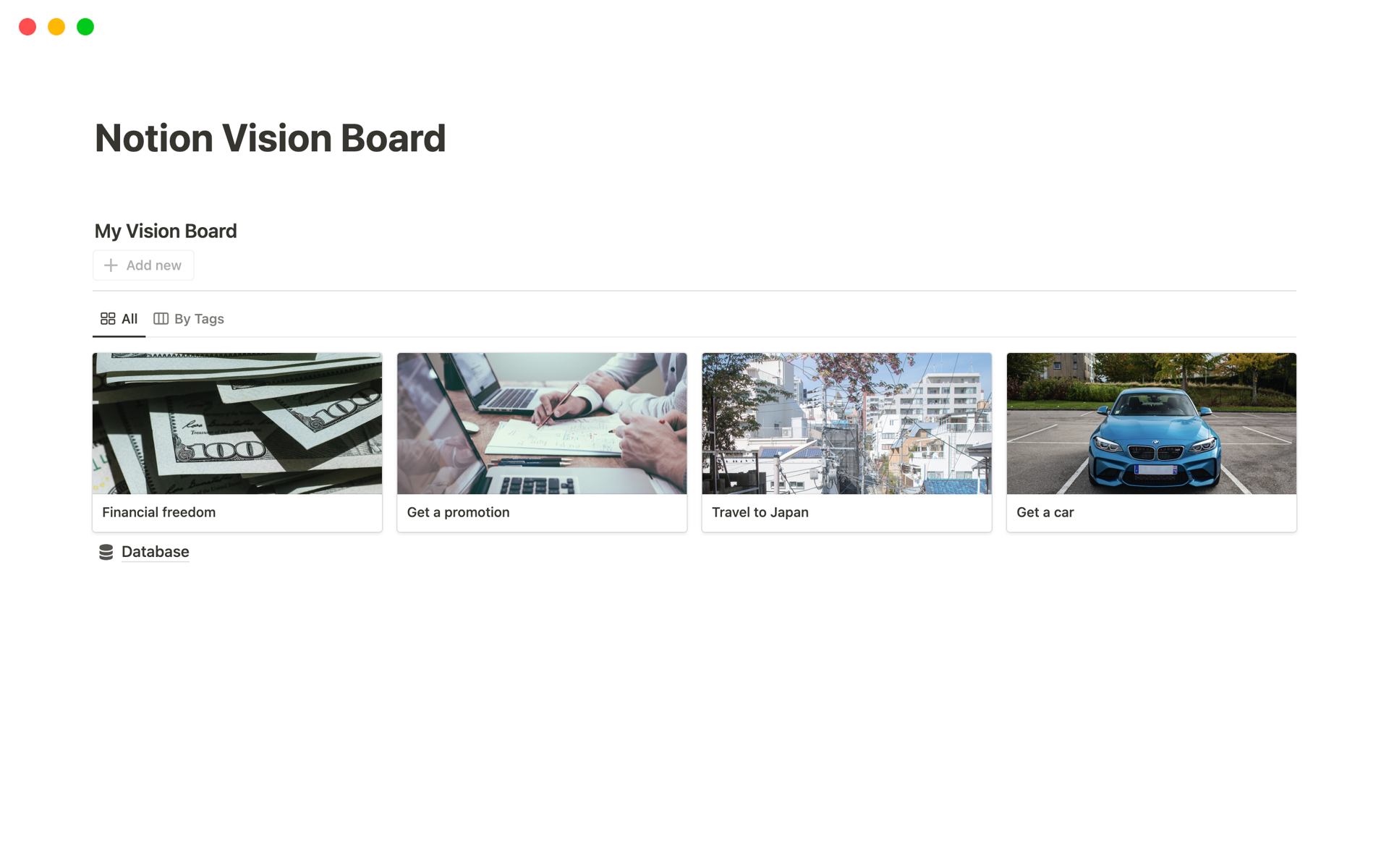 This digital vision board template allows you to visually represent your goals.