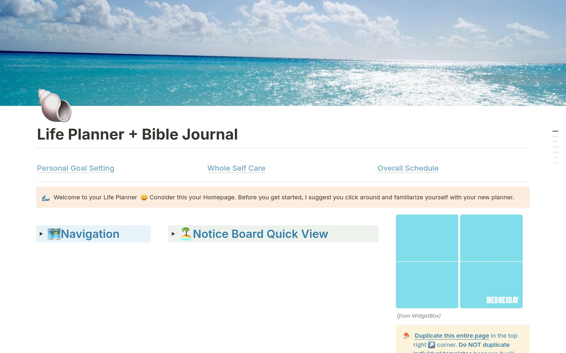 Eine Vorlagenvorschau für Life Planner + Bible Journal