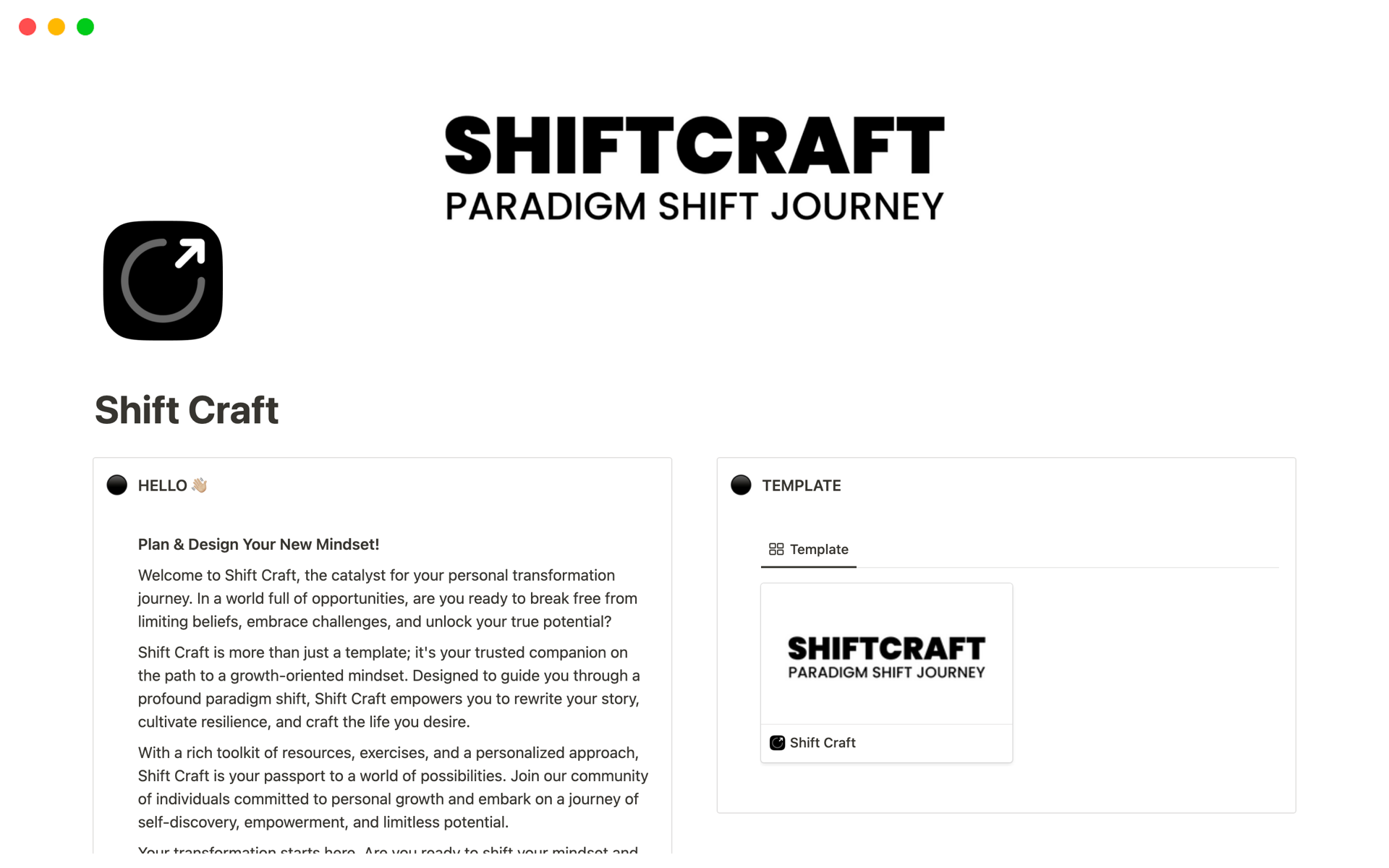 Aperçu du modèle de Shift Craft - Paradigm Shift (Change Your Mindset)