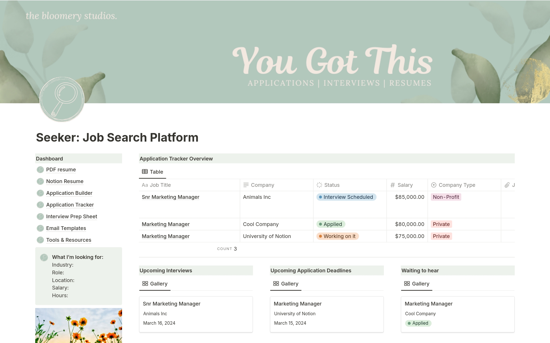 Vista previa de plantilla para Seeker: Job Search Platform