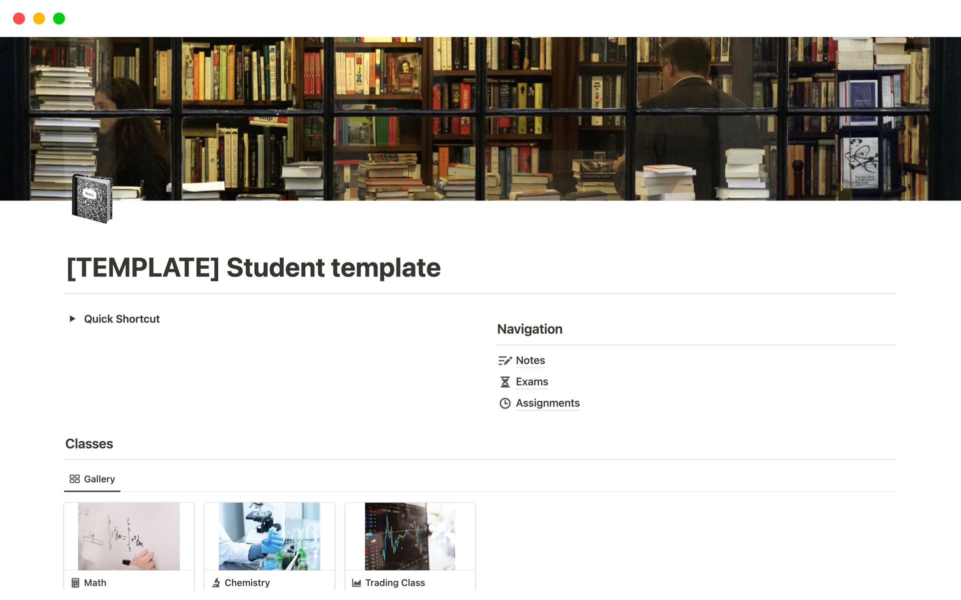 A template preview for Student template