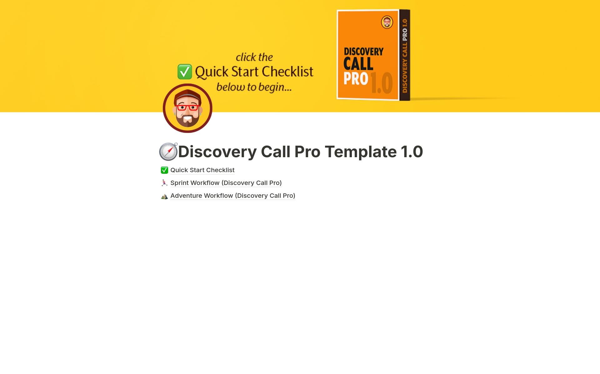 En förhandsgranskning av mallen för Discovery Call Pro