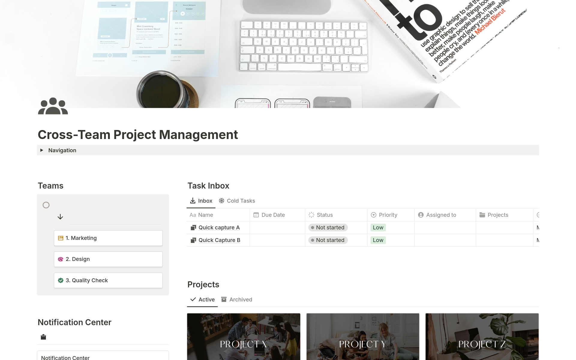 Cross-team projects got you down? This free Notion template saves the day! Keep everyone on track with tasks, deadlines & ownership. Assign tasks, manage workloads, and see project summaries - all in one place.