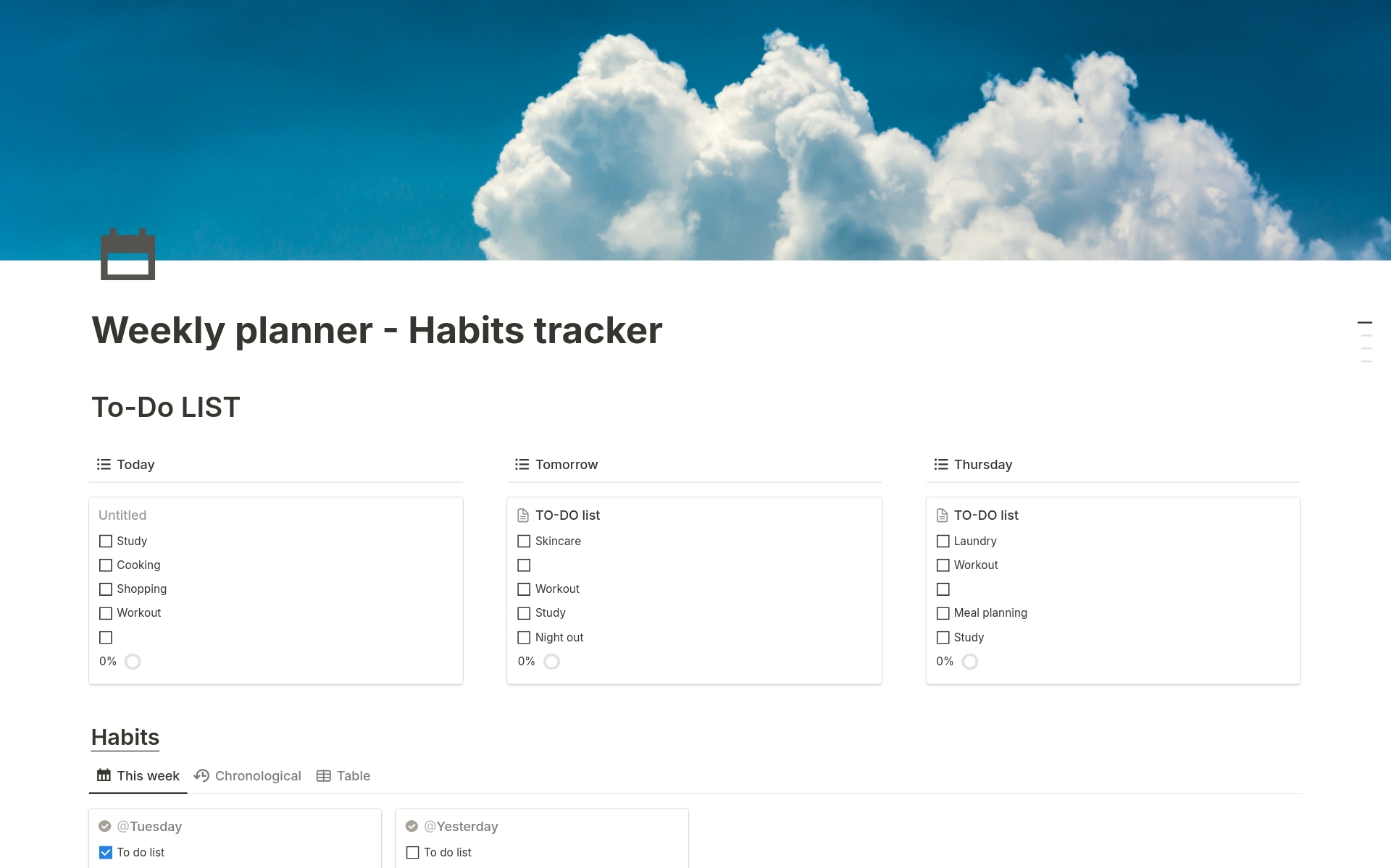 A template preview for To-Do LIST - habits tracker, weekly planner