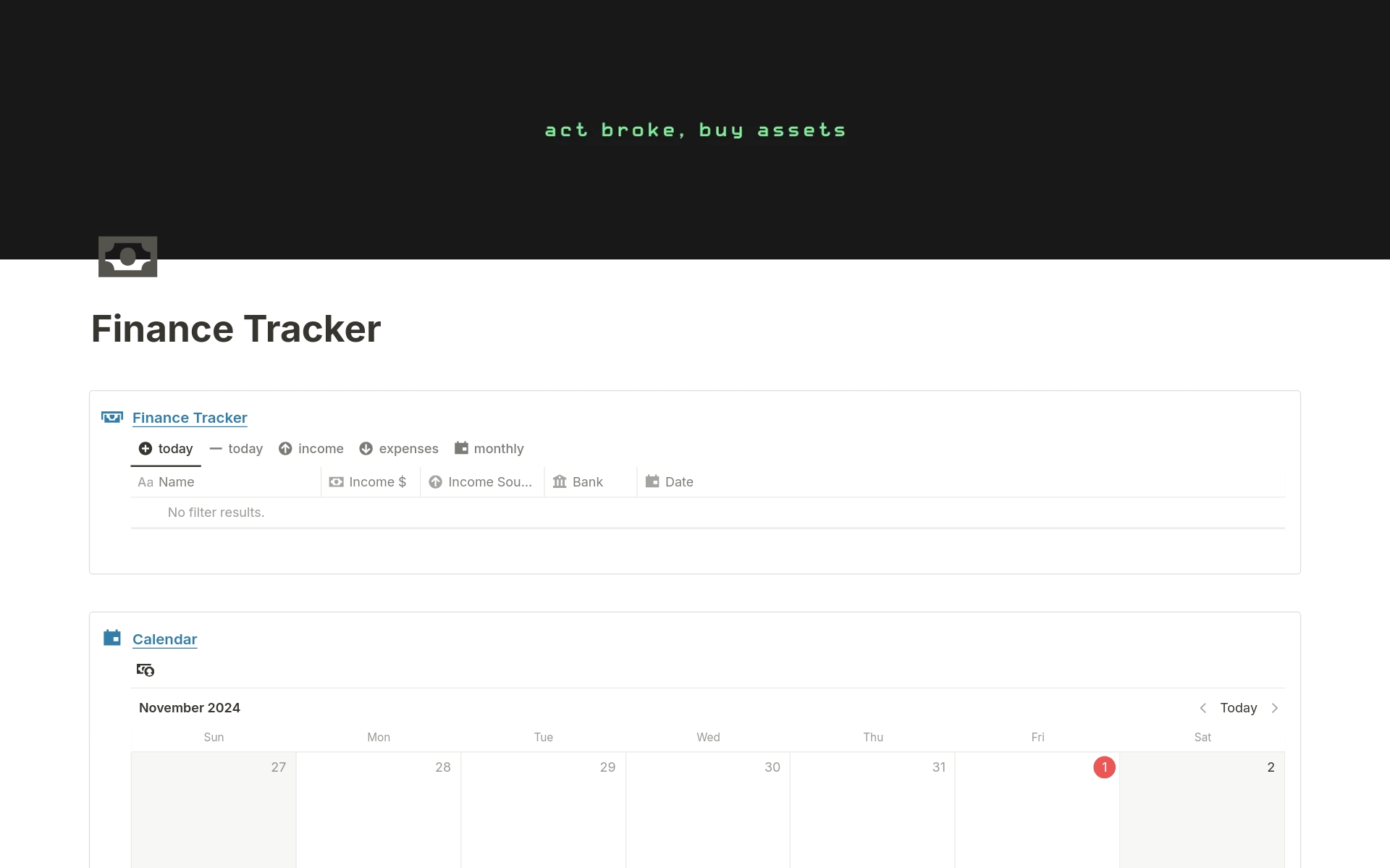 Basic Finance Tracker Template by Chris Punt | Notion Marketplace