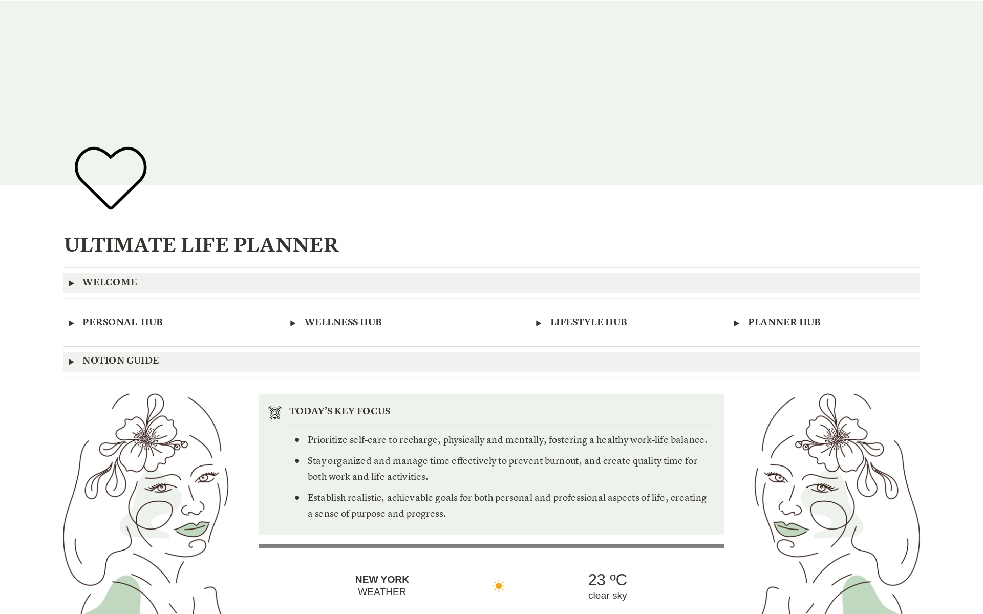 Uma prévia do modelo para Sage Green Ultimate Life Planner