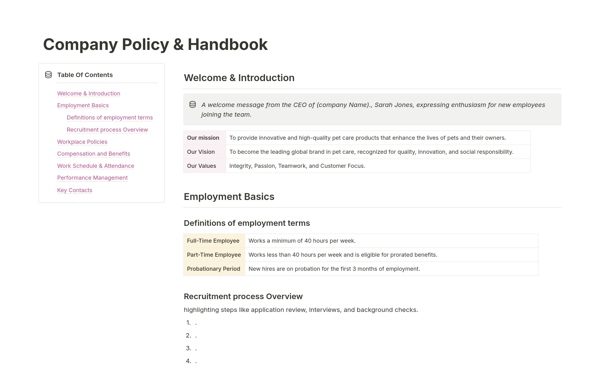 Vista previa de plantilla para  Company Policy & Handbook 