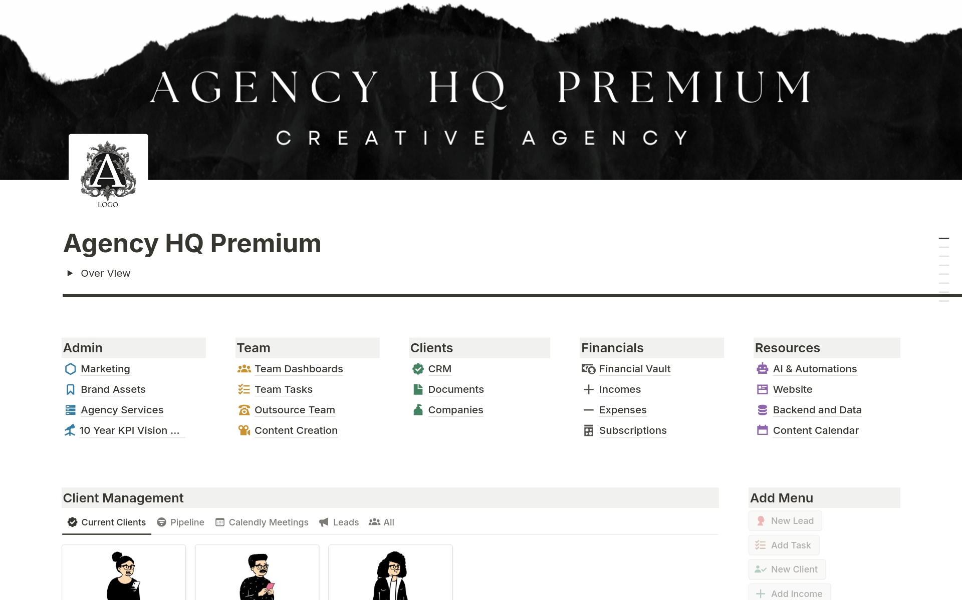 Eine Vorlagenvorschau für Agency HQ Premium