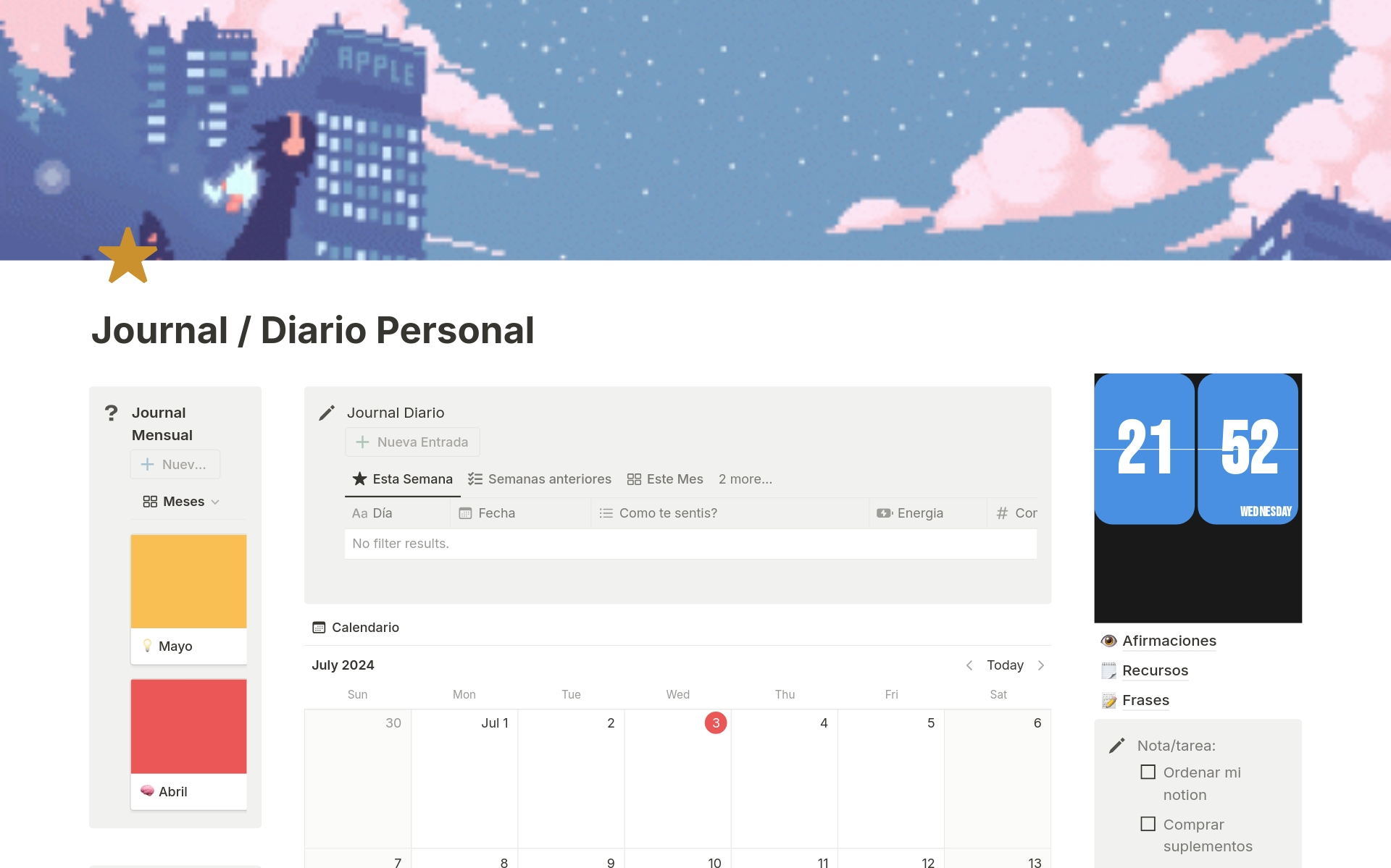 A template preview for Diario Personal / Journal
