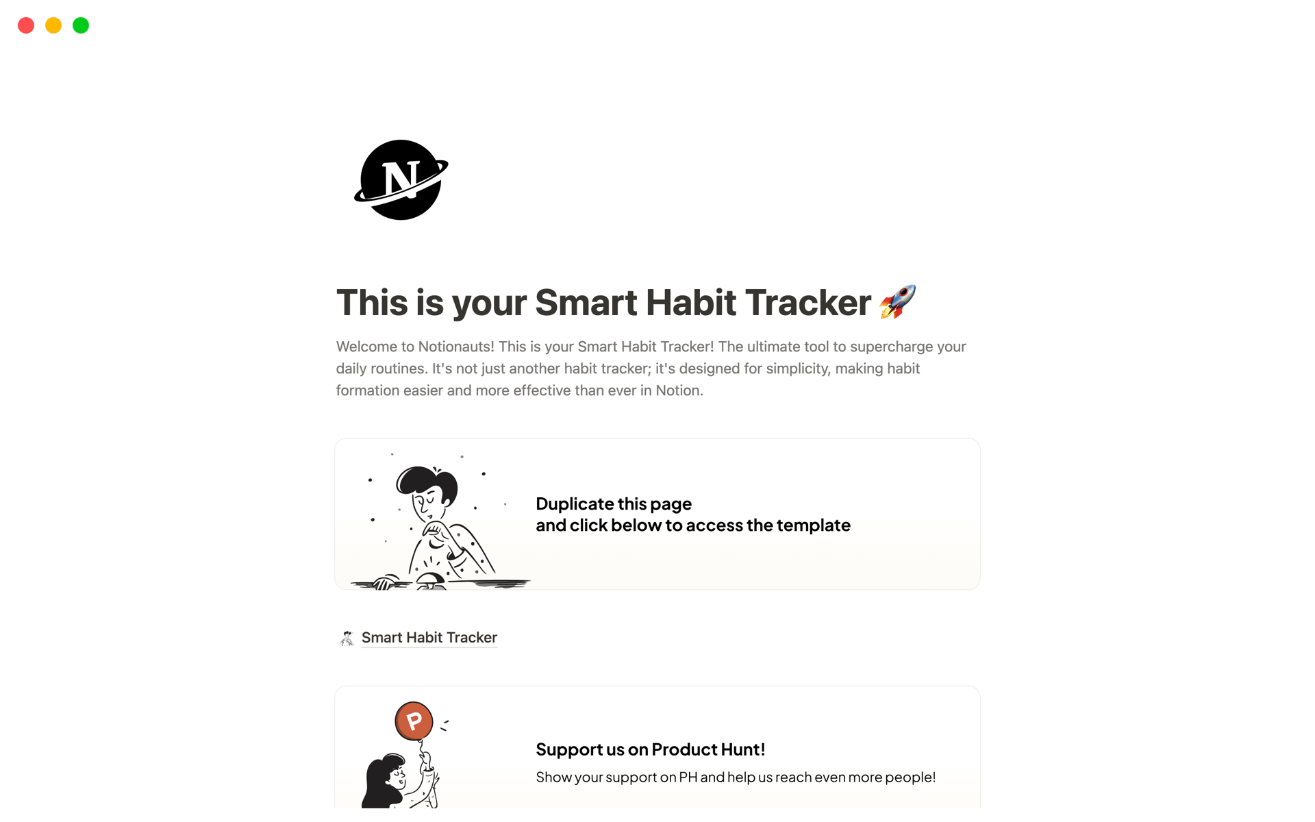A template preview for Smart Habit Tracker