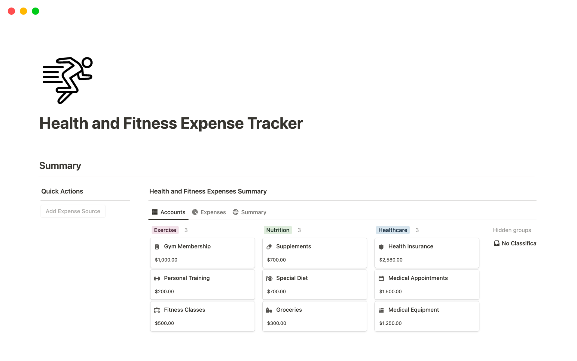 This template helps keep track of expenses related to gym memberships, fitness equipment, supplements, and healthcare costs, promoting a healthier lifestyle within budget.