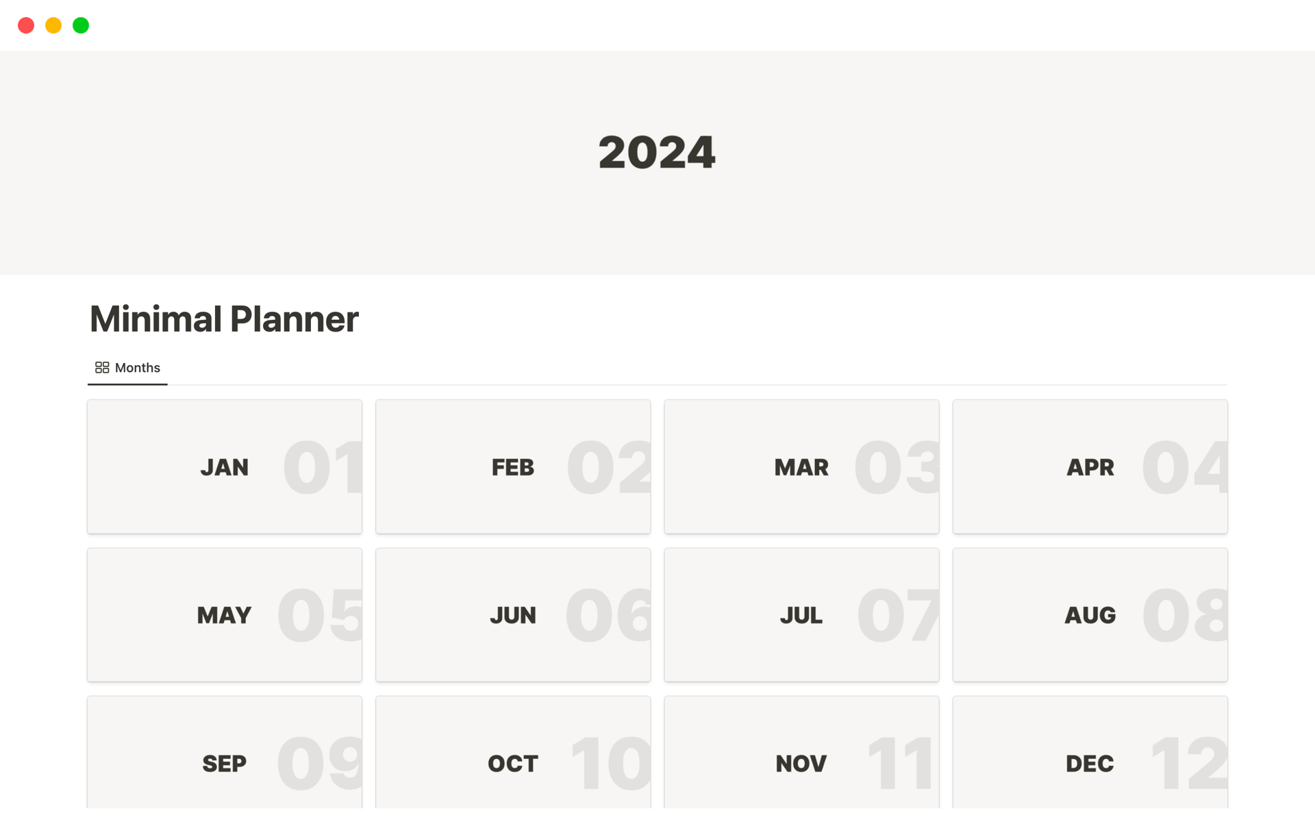 Aperçu du modèle de Monthly Planner