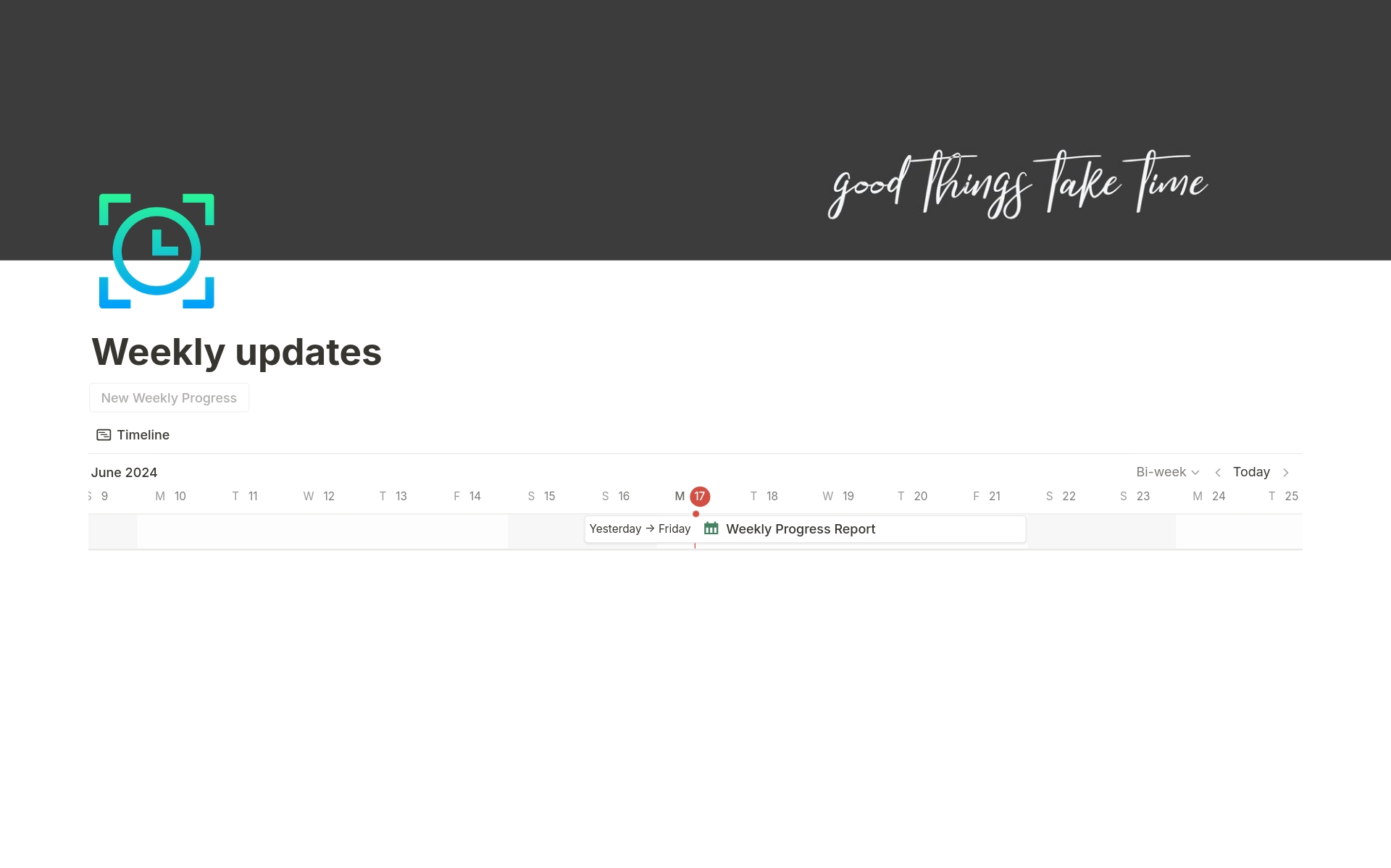The Weekly Updates template is designed to help you track and document your daily and weekly activities. It's perfect for sharing your progress with your manager or mentor, allowing them to easily see your achievements and areas of focus.