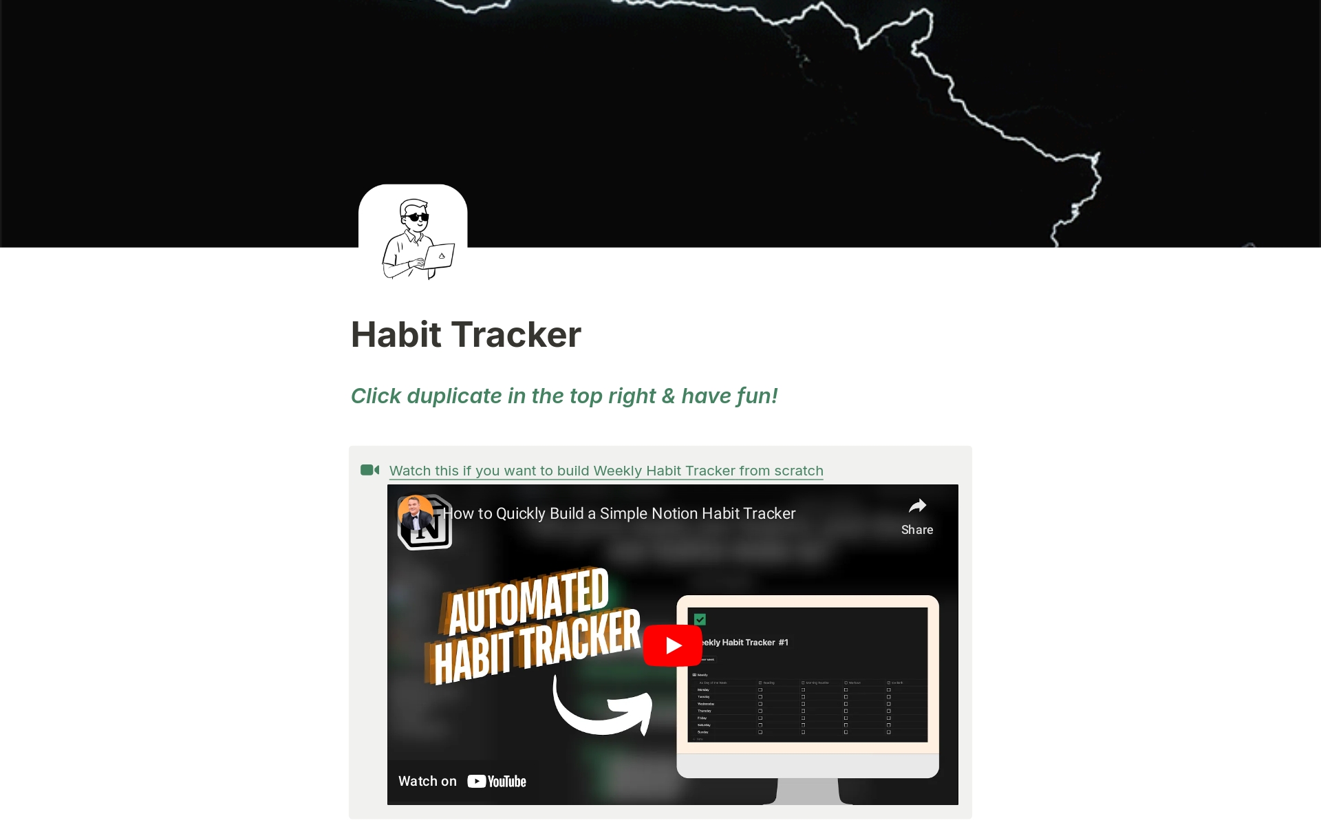 Vista previa de una plantilla para Simple Habit Tracker