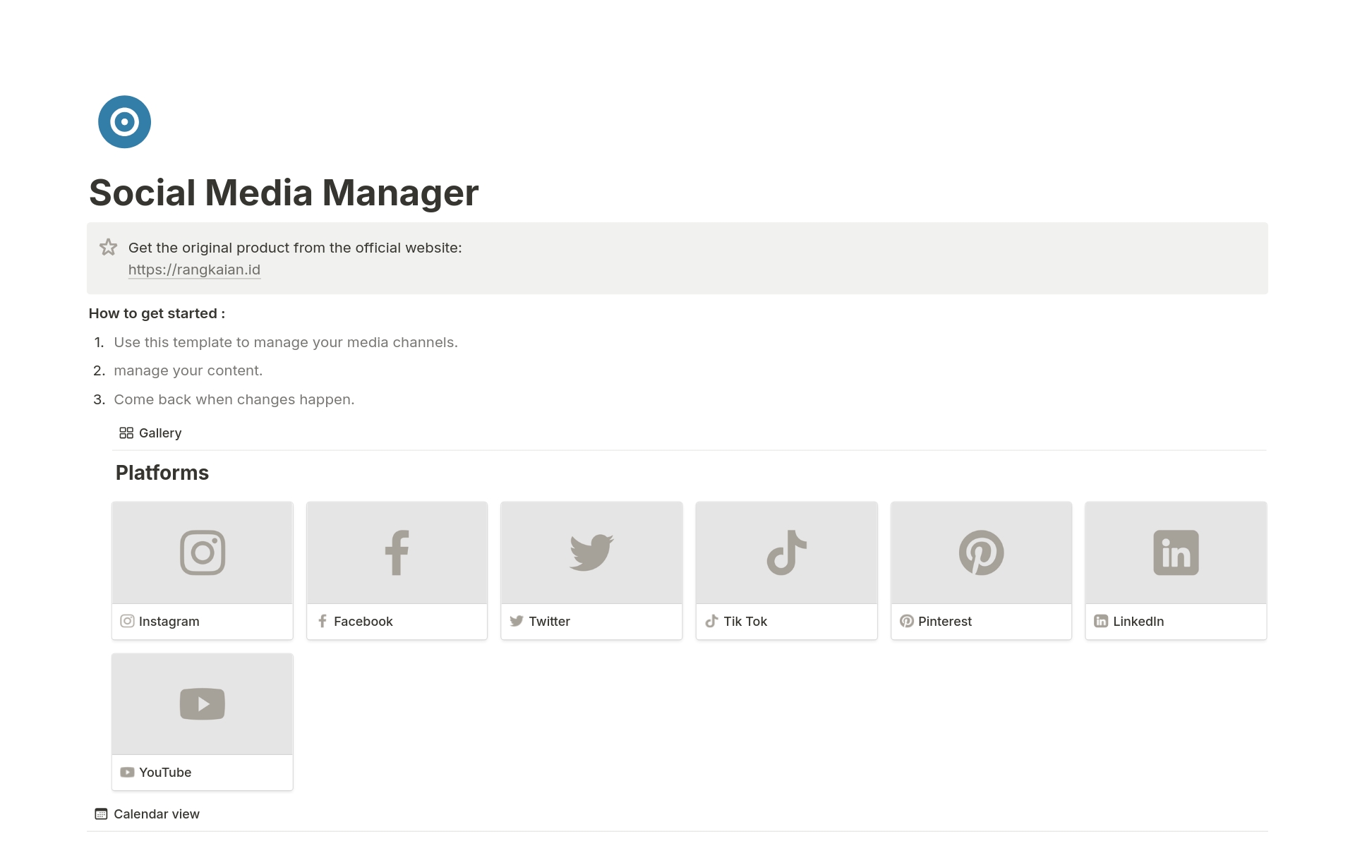 Vista previa de una plantilla para Social Media Manager