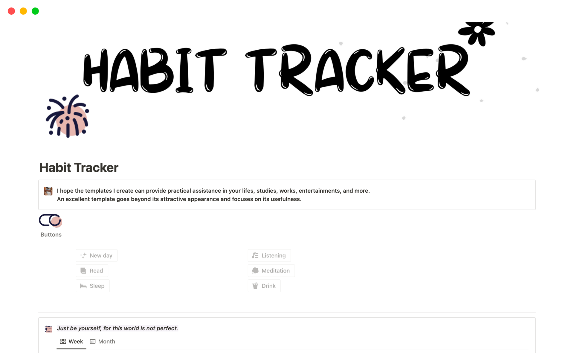 Habit Trackerのテンプレートのプレビュー