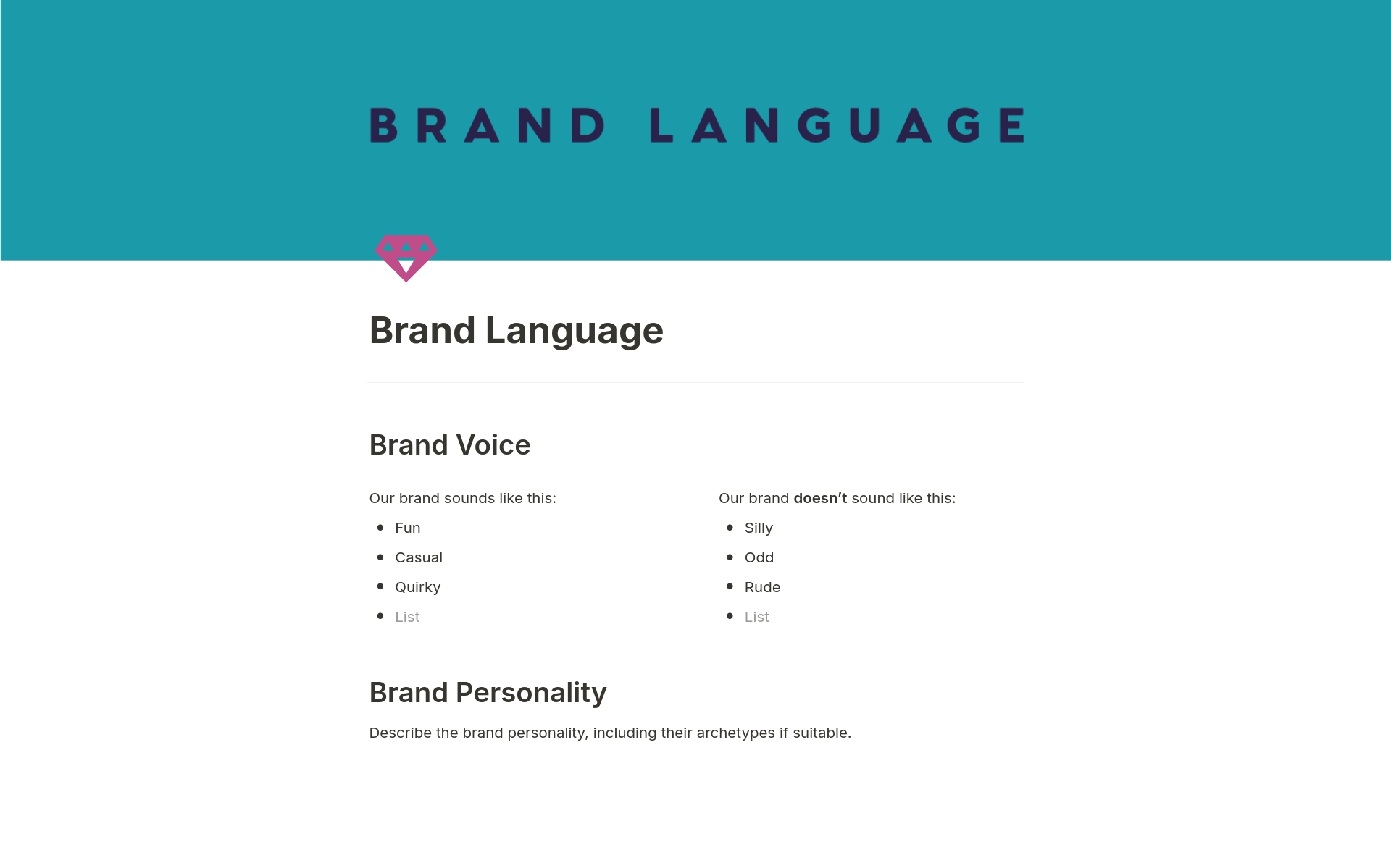 Streamline your client offboarding process and effortlessly inform your clients how to best use their new branding with this Brand Style Guide template.