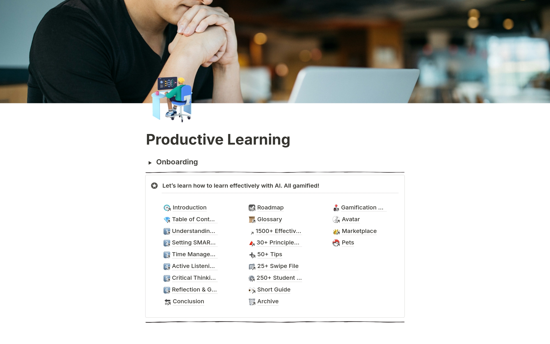 A template preview for Productive Learning
