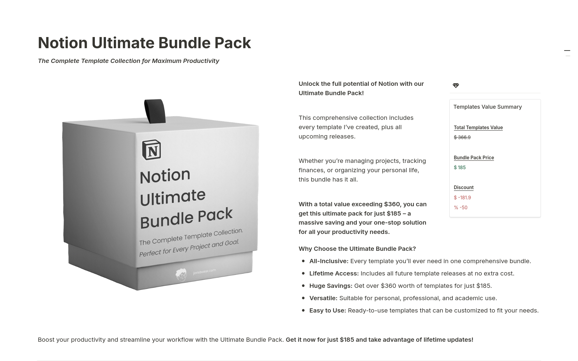 A template preview for Ultimate Bundle Pack