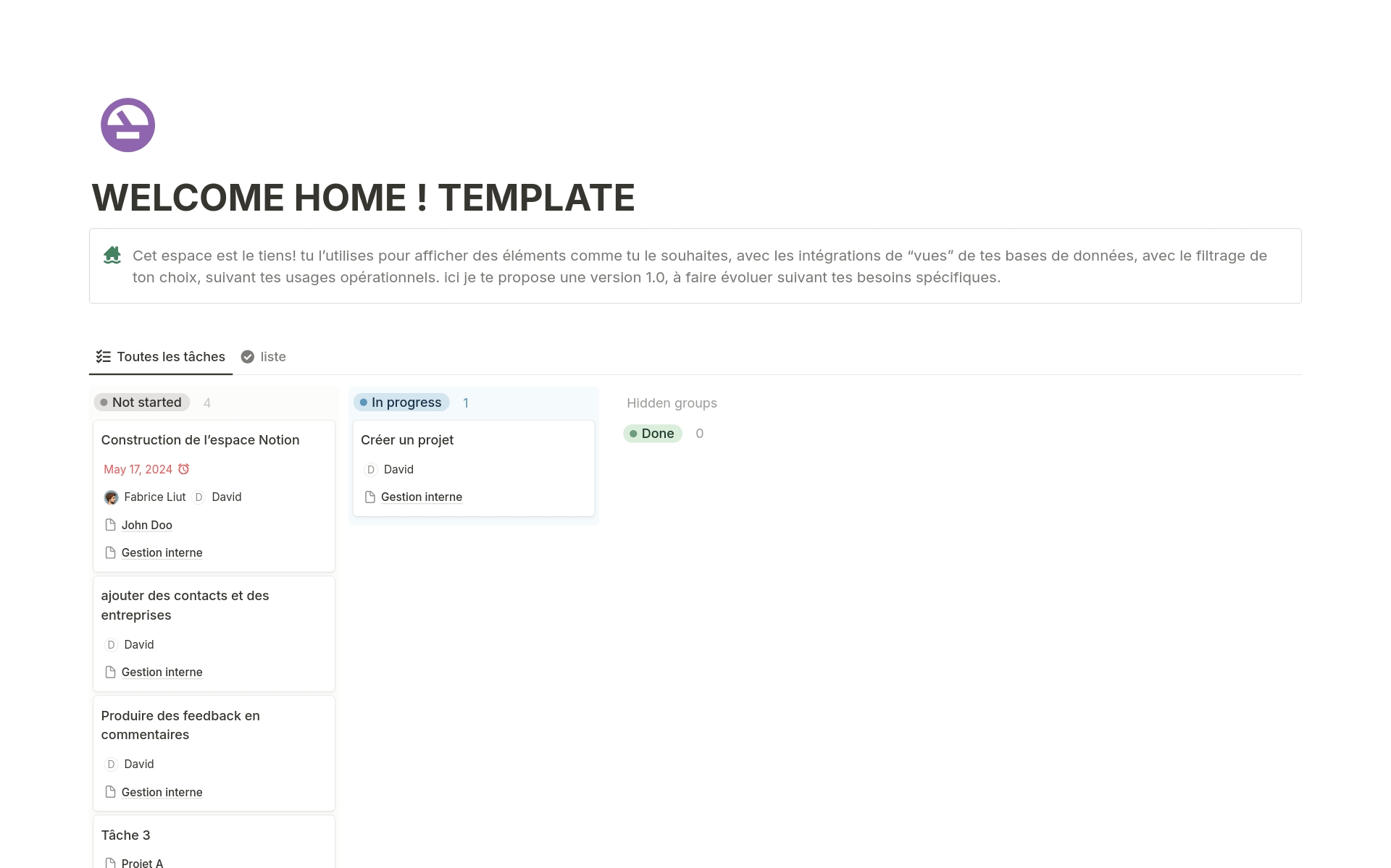 A template preview for Dashboard 101 - tout gérer efficacement