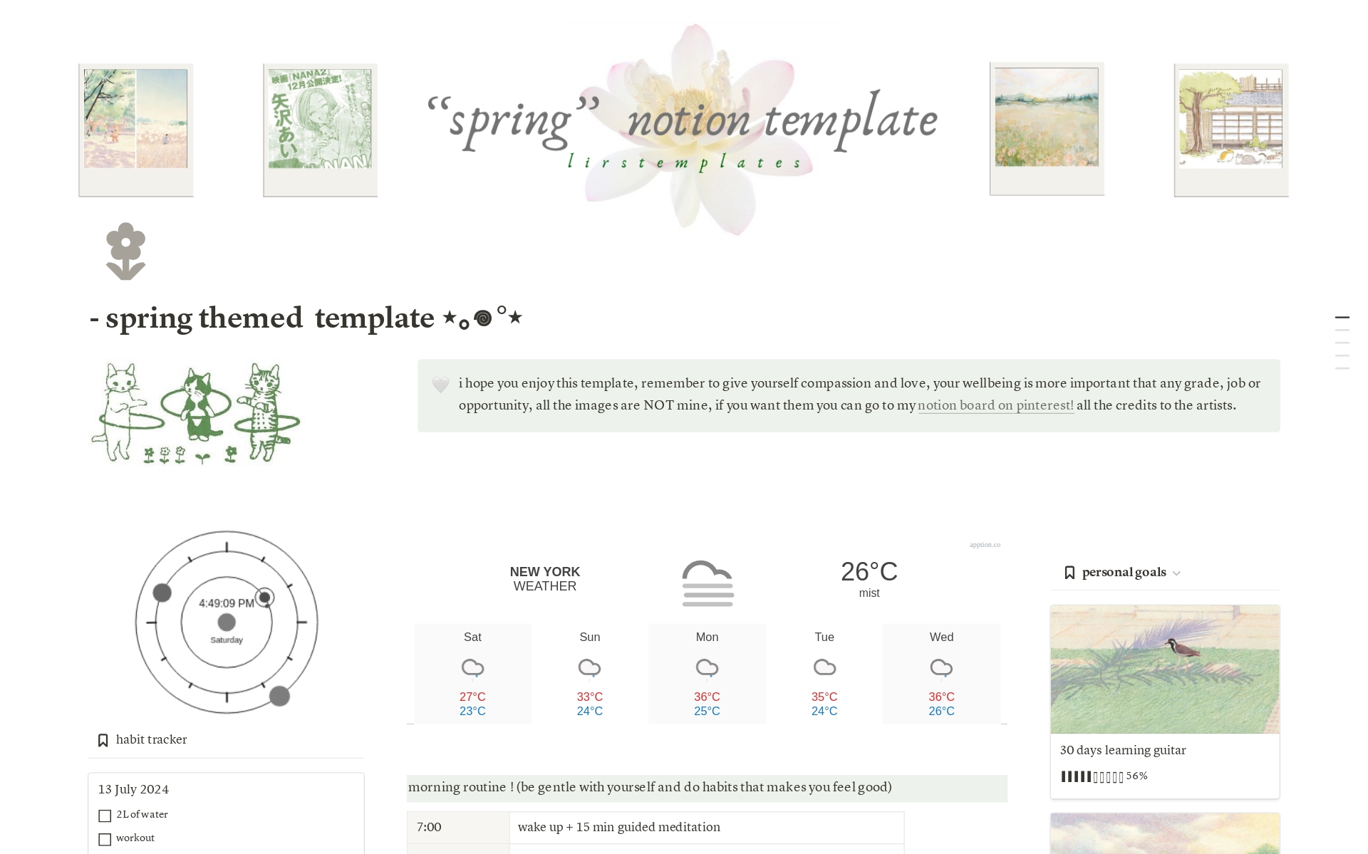 A template preview for  students planner- spring themed ⋆｡𖦹 °⋆