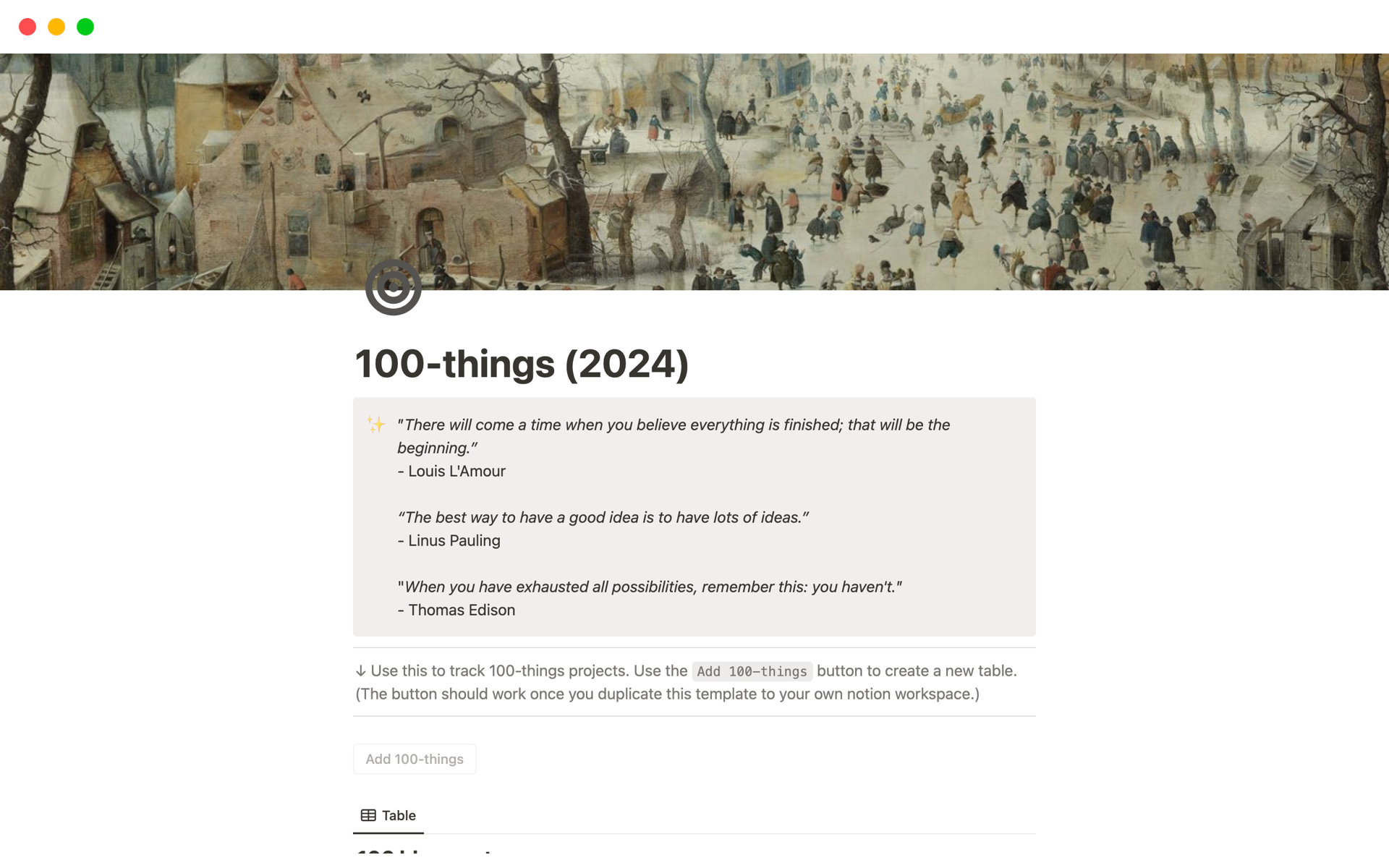 A template preview for 100-things (2024)