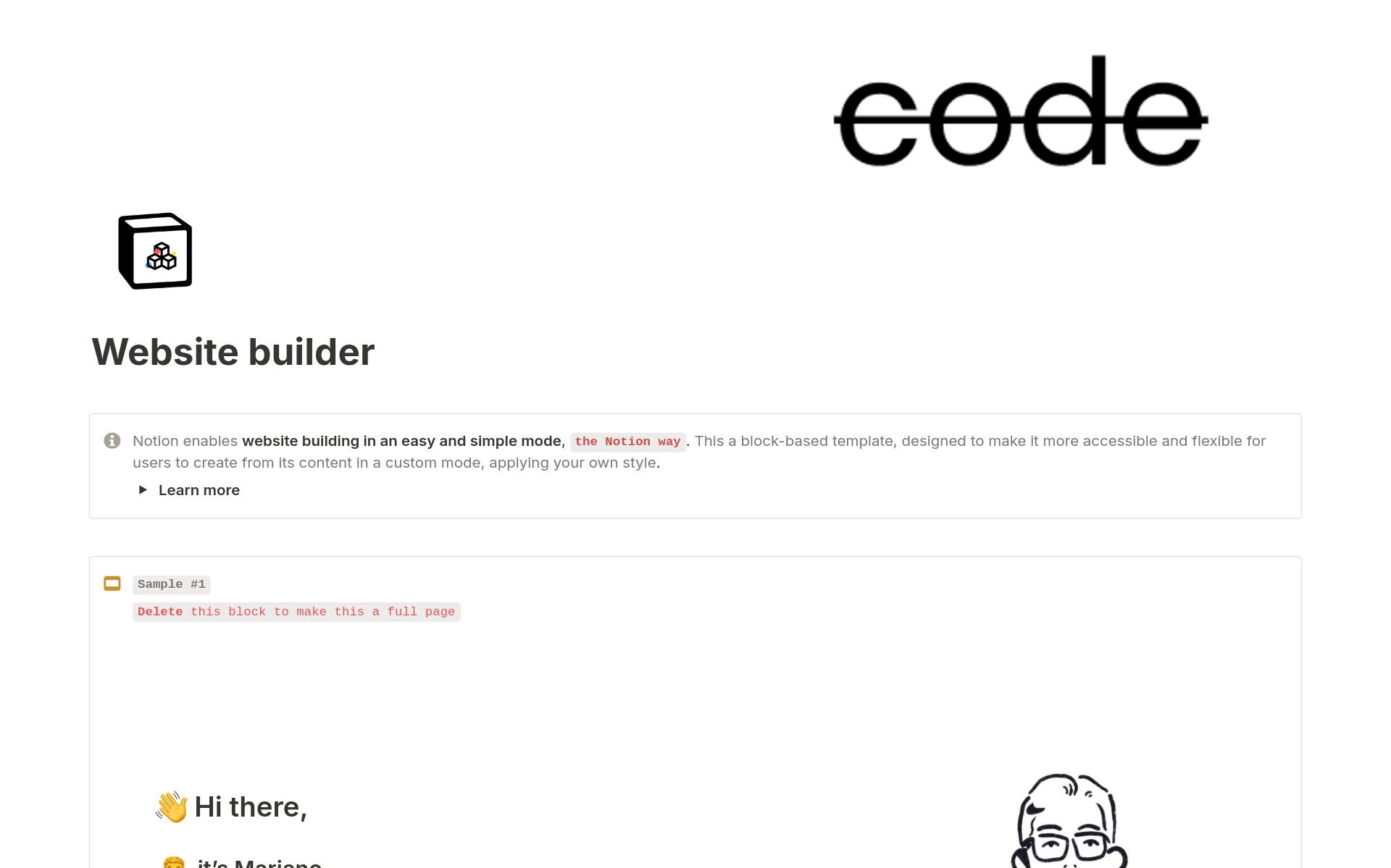 Vista previa de una plantilla para Website builder