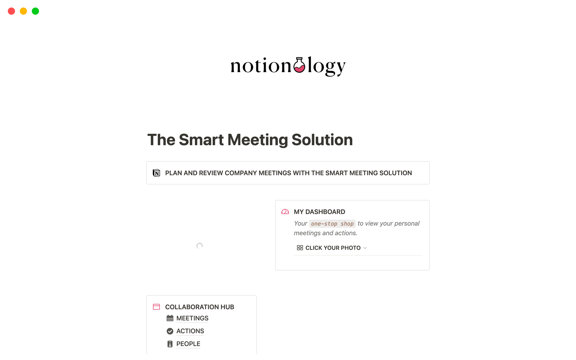 En förhandsgranskning av mallen för The Smart Meeting Solution