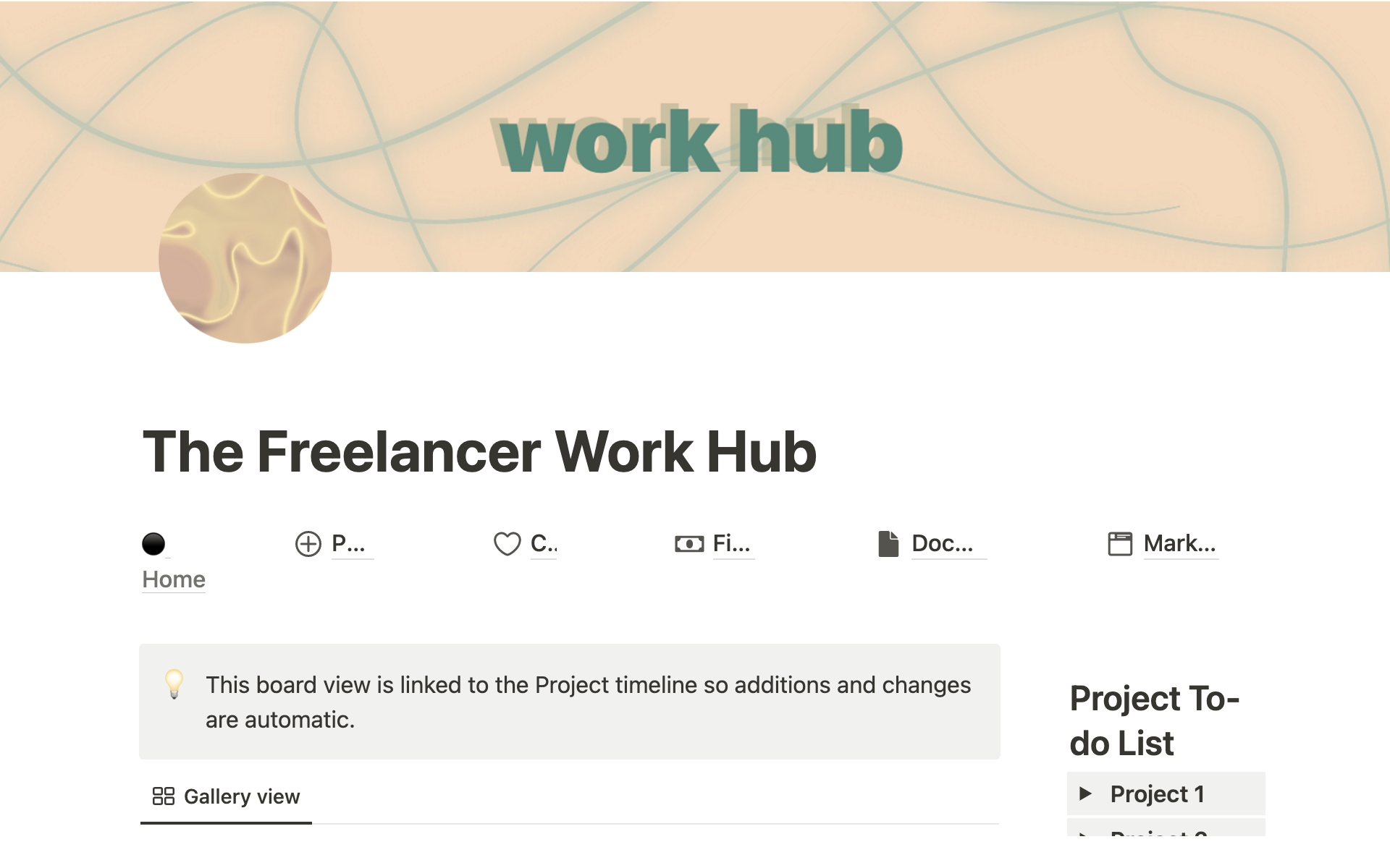 En förhandsgranskning av mallen för The Freelancer Work Hub