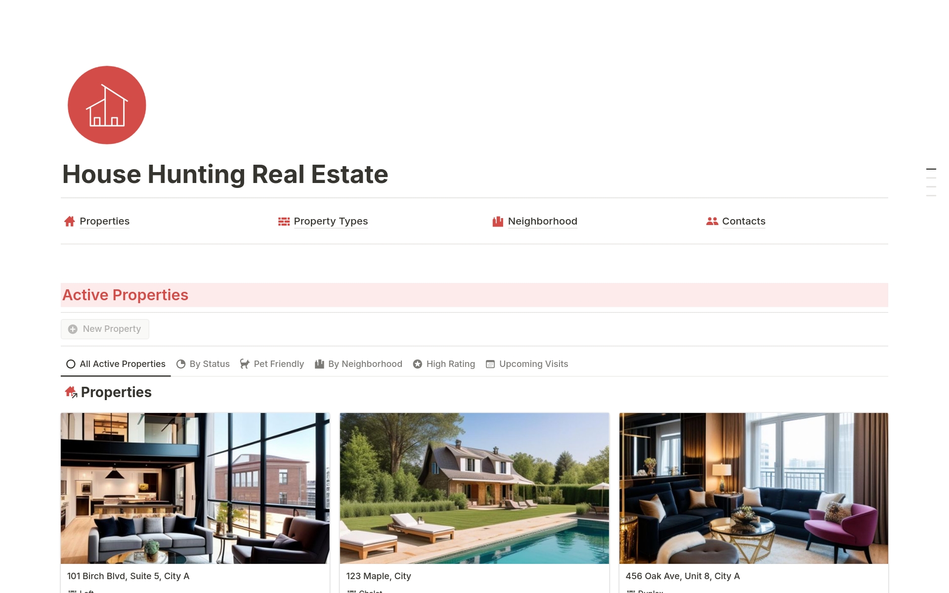 A template preview for House Hunting Real Estate