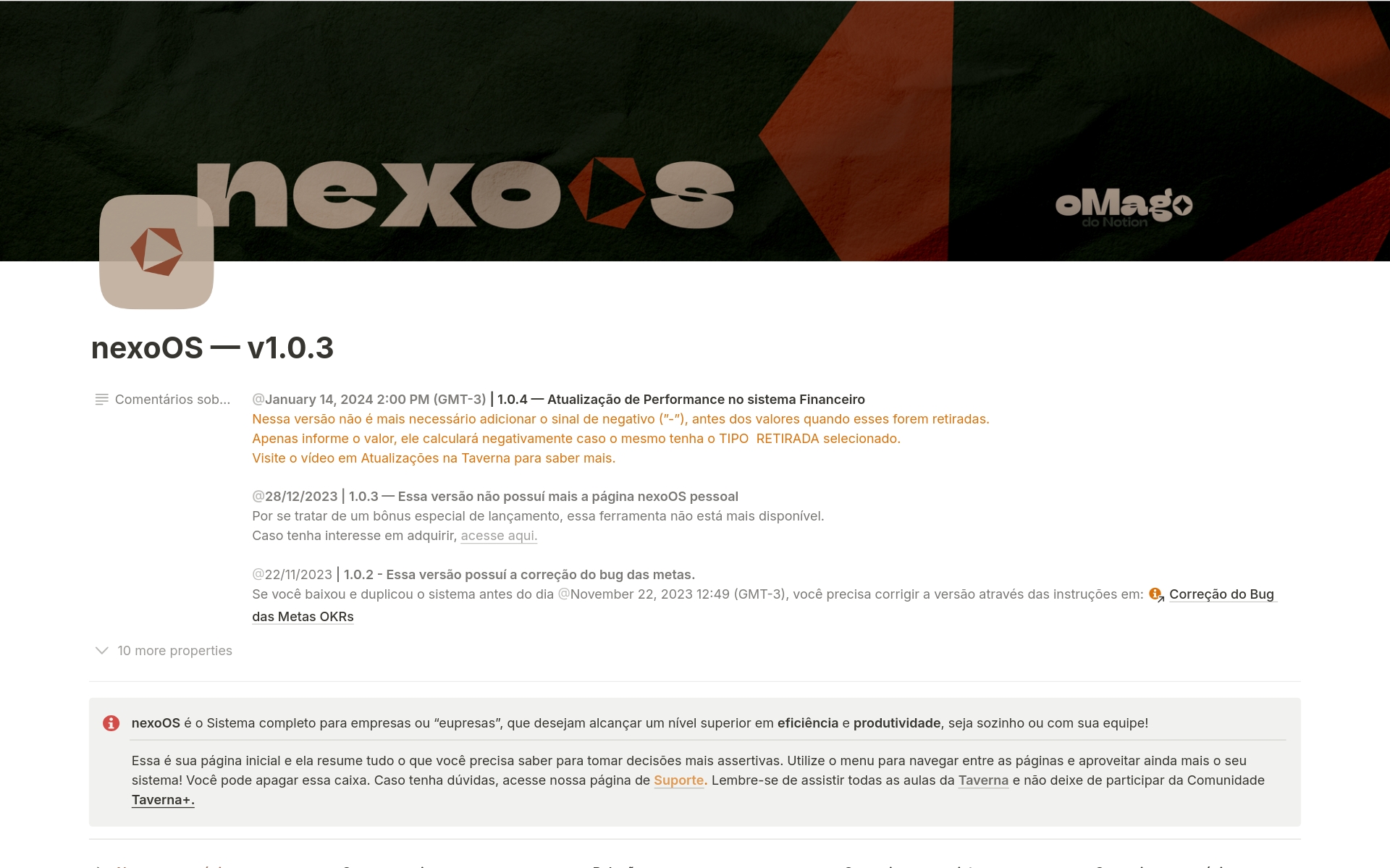 En förhandsgranskning av mallen för NexoOS — v1.0.3