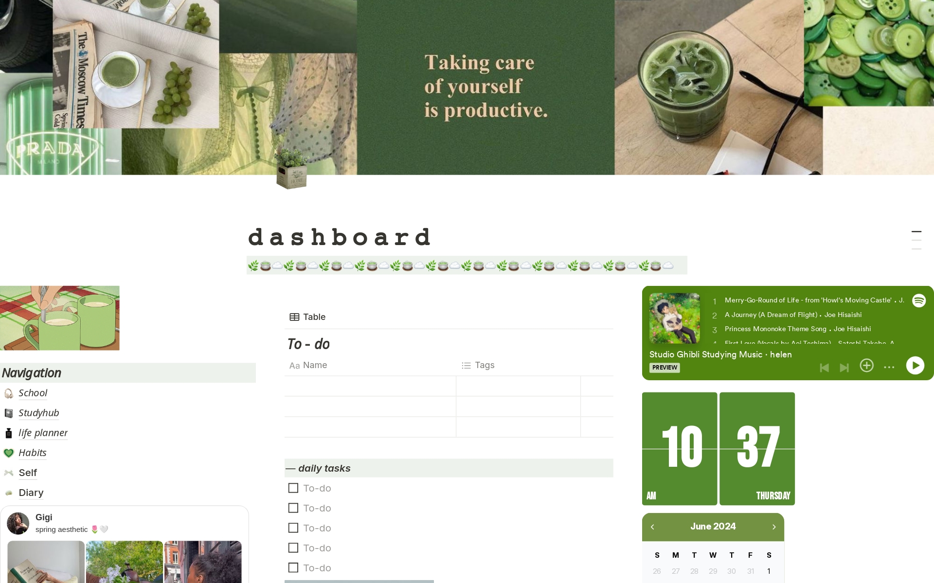 A template preview for matcha dashboard 🍵