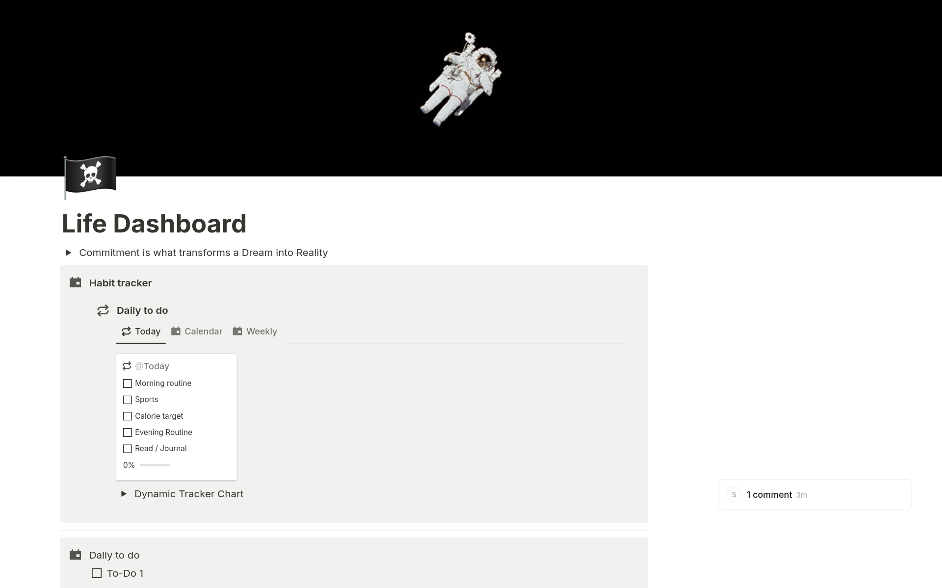 Vista previa de una plantilla para Life dashboard for freelance artists