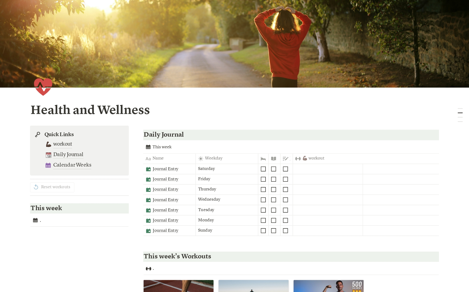 A template preview for Health and Wellness
