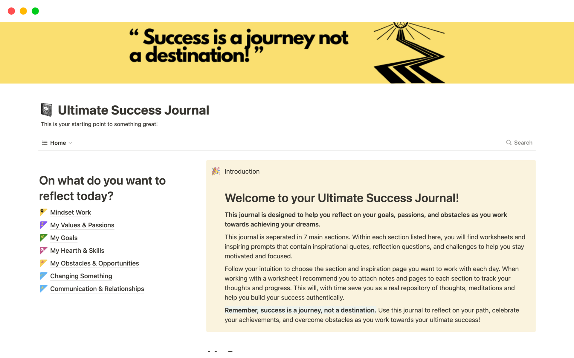The "Ultimate Notion Success Journal" is your guide to breaking free from societal norms, setting meaningful goals, and conquering self-doubt on your journey towards empowerment and fulfillment.