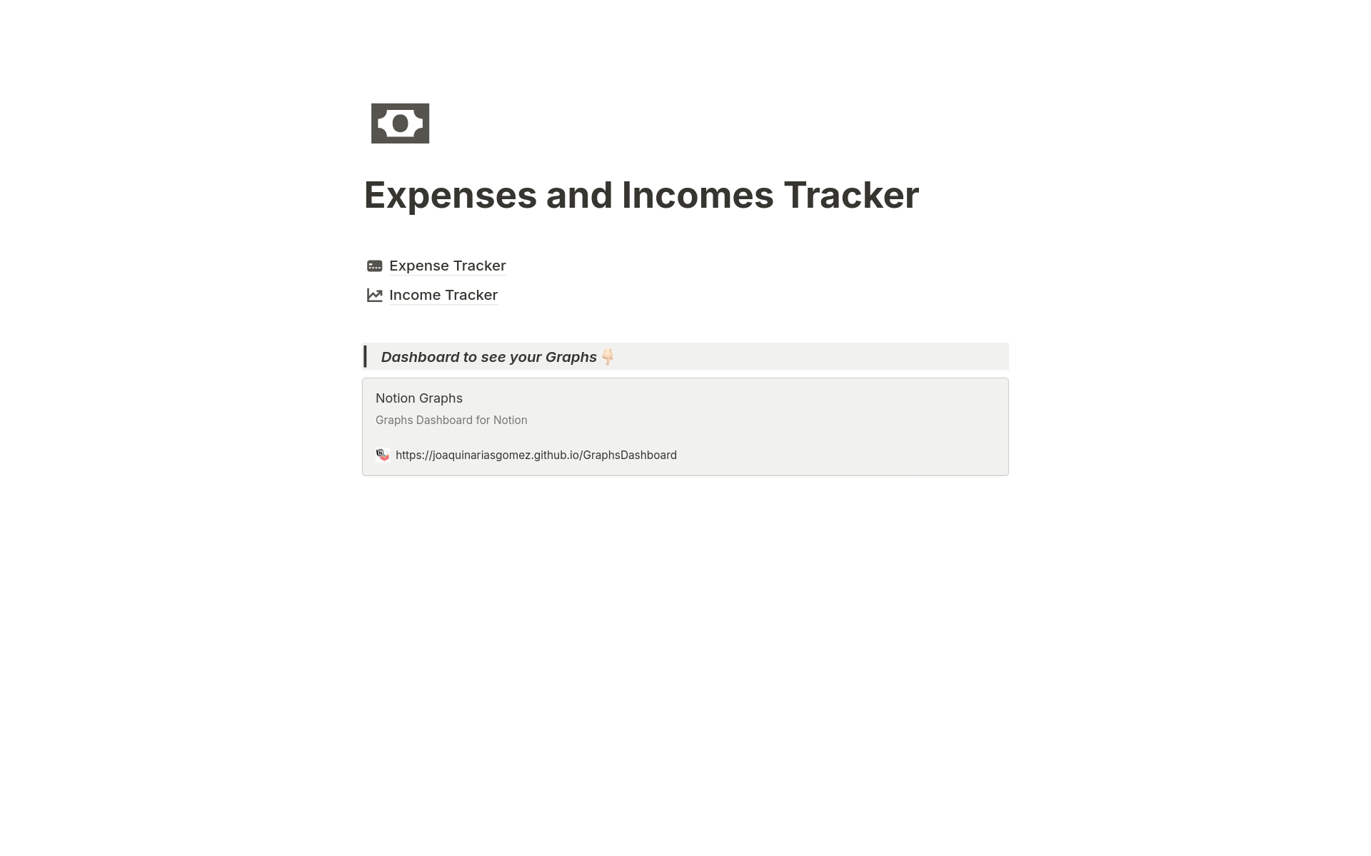 Uma prévia do modelo para Expenses and Incomes Tracker