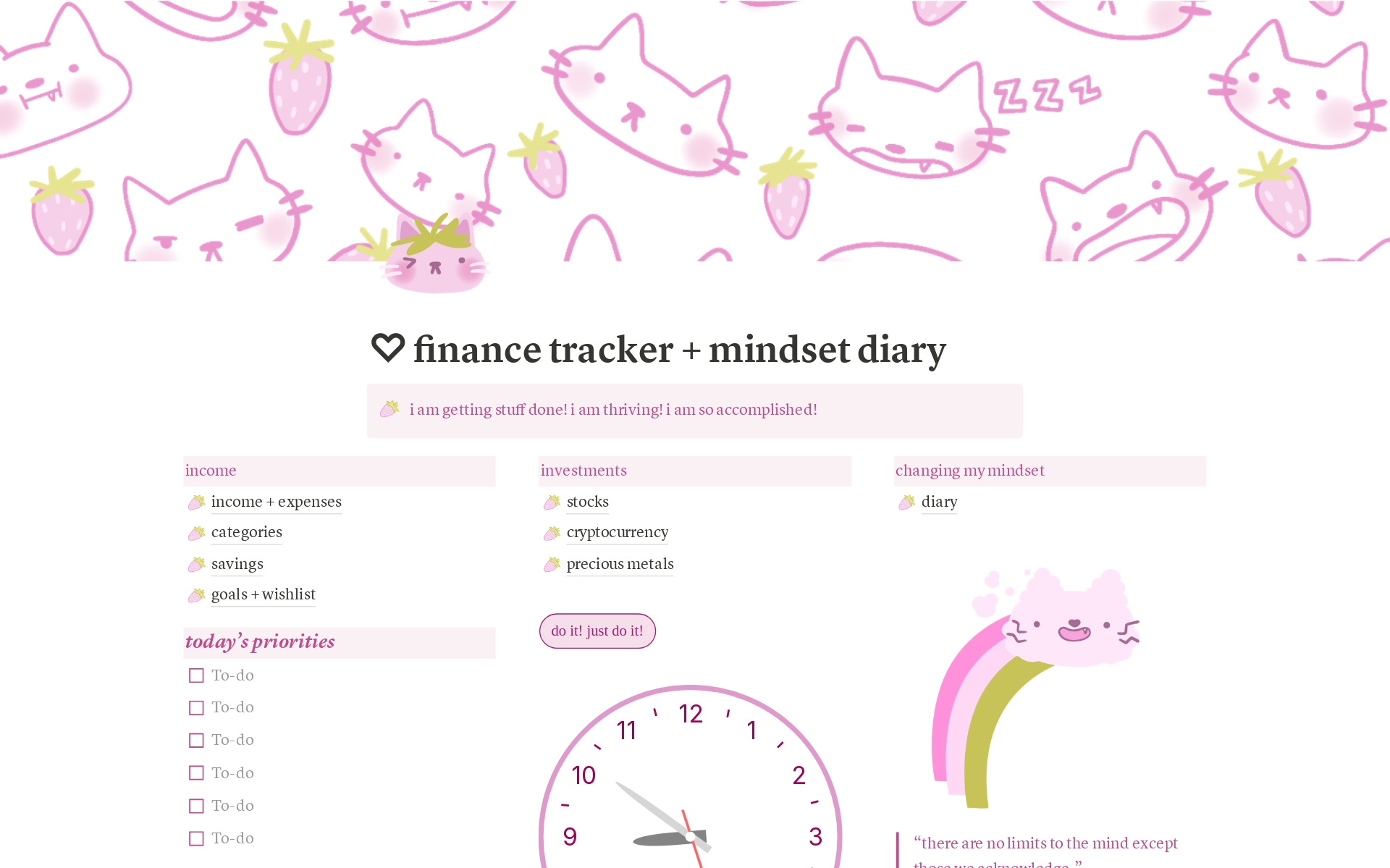 All-in-One Cute Aesthetic Finance Trackerのテンプレートのプレビュー